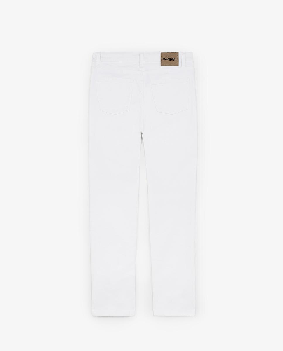Jeans Straight com Fecho de Botões e Presilhas na Cintura Branco-6