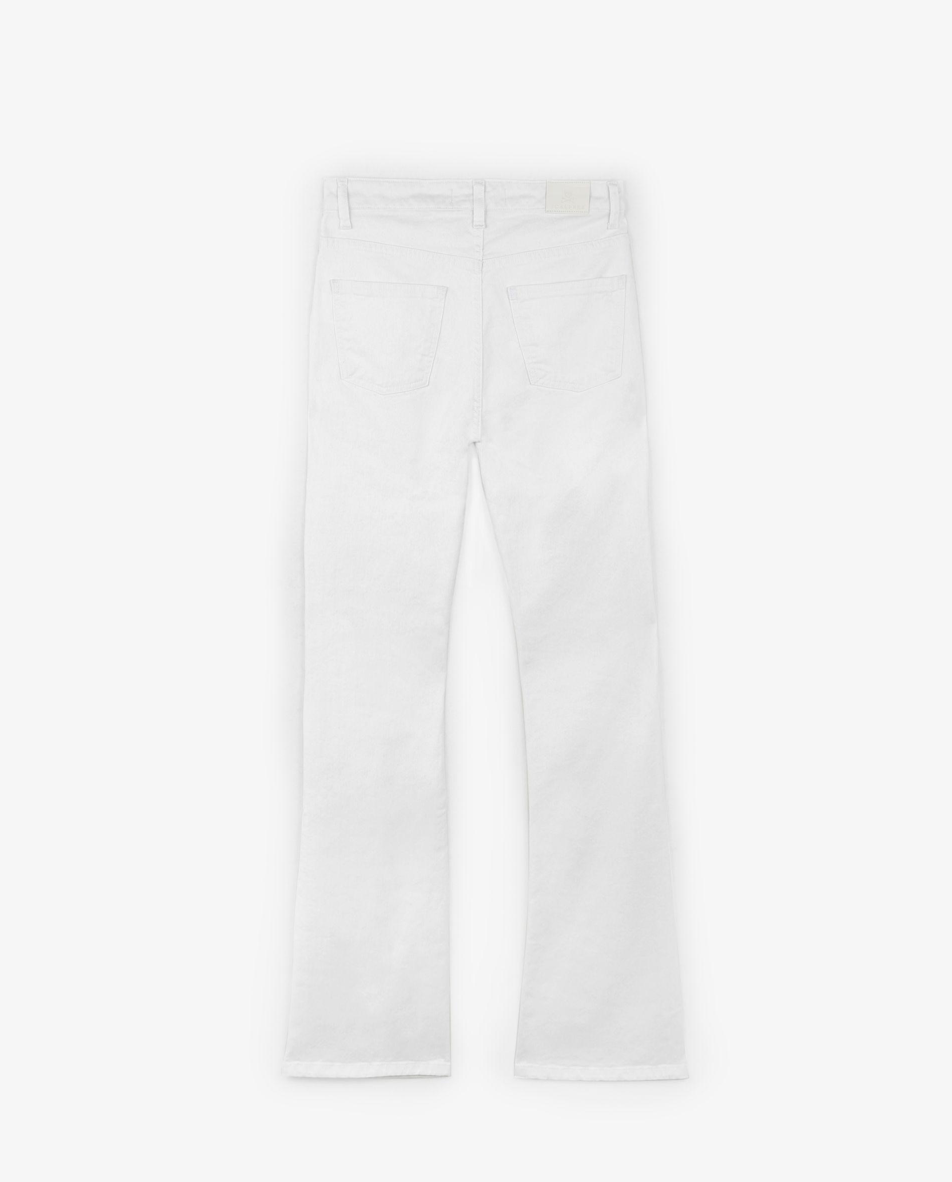 Jeans com Corte a Direito Ligeiramente Elásticos com Presilhas Brancos-5