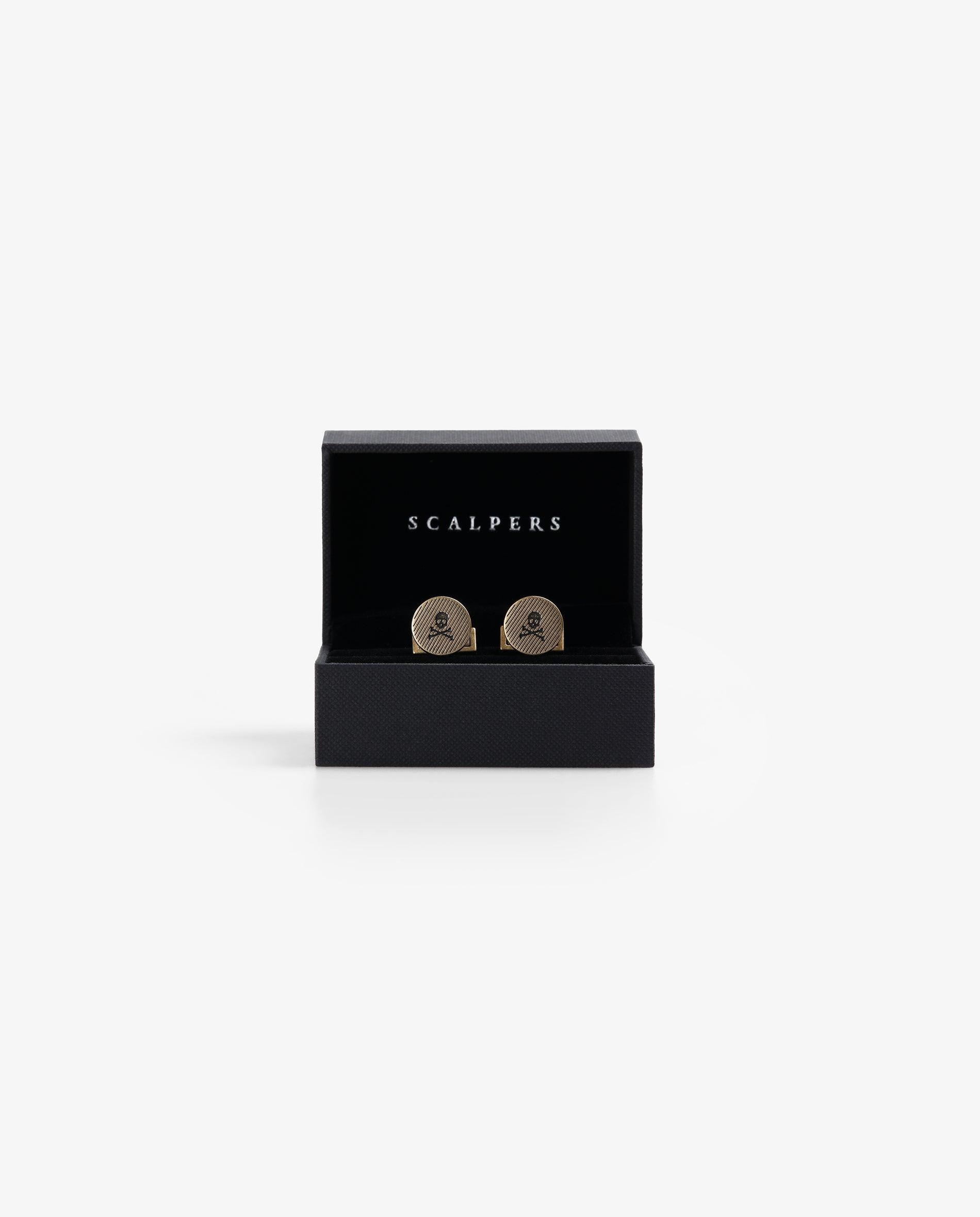 Botões de Punho Redondos com Logótipo Gravado Ouro-4