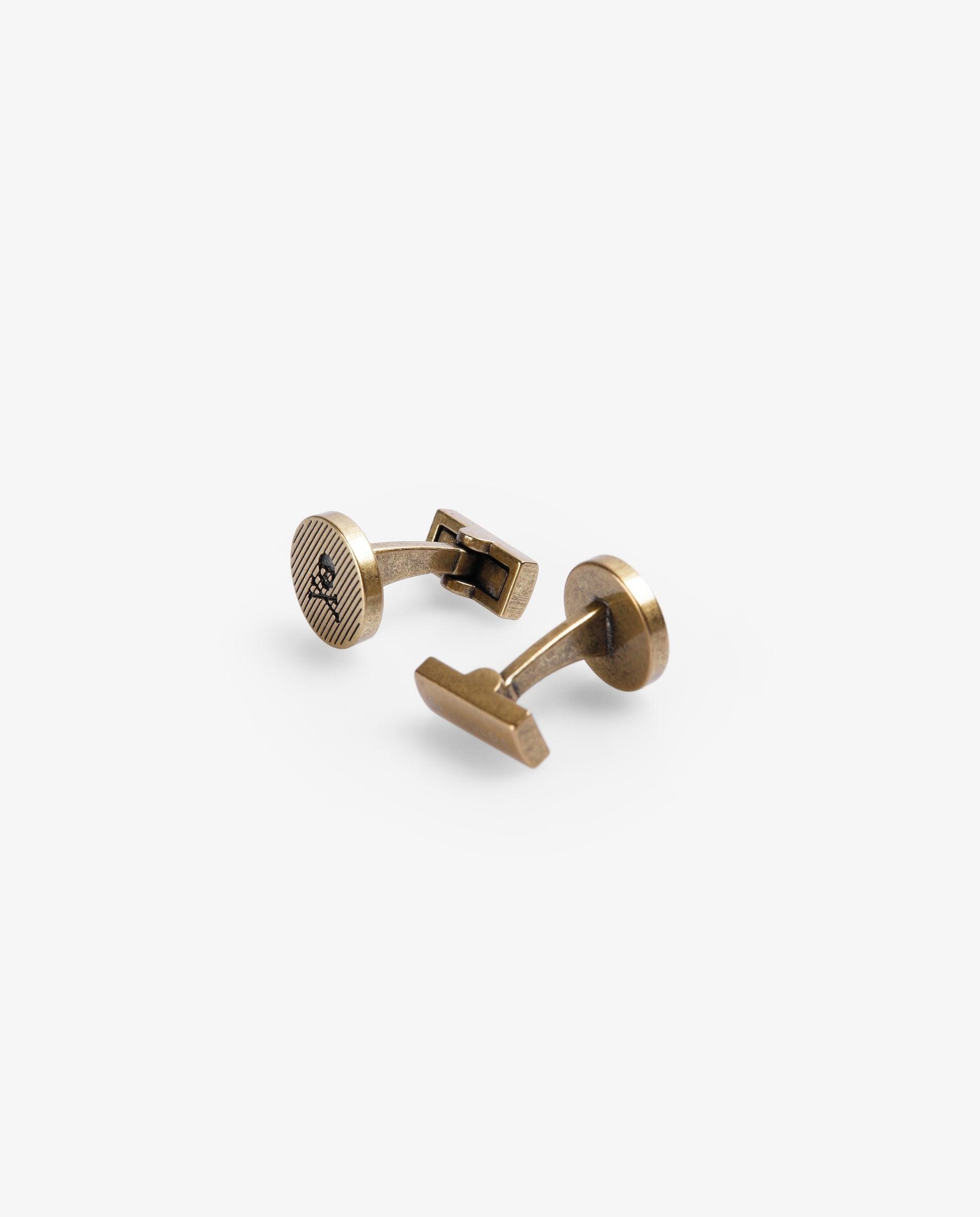 Botões de Punho Redondos com Logótipo Gravado Ouro-5
