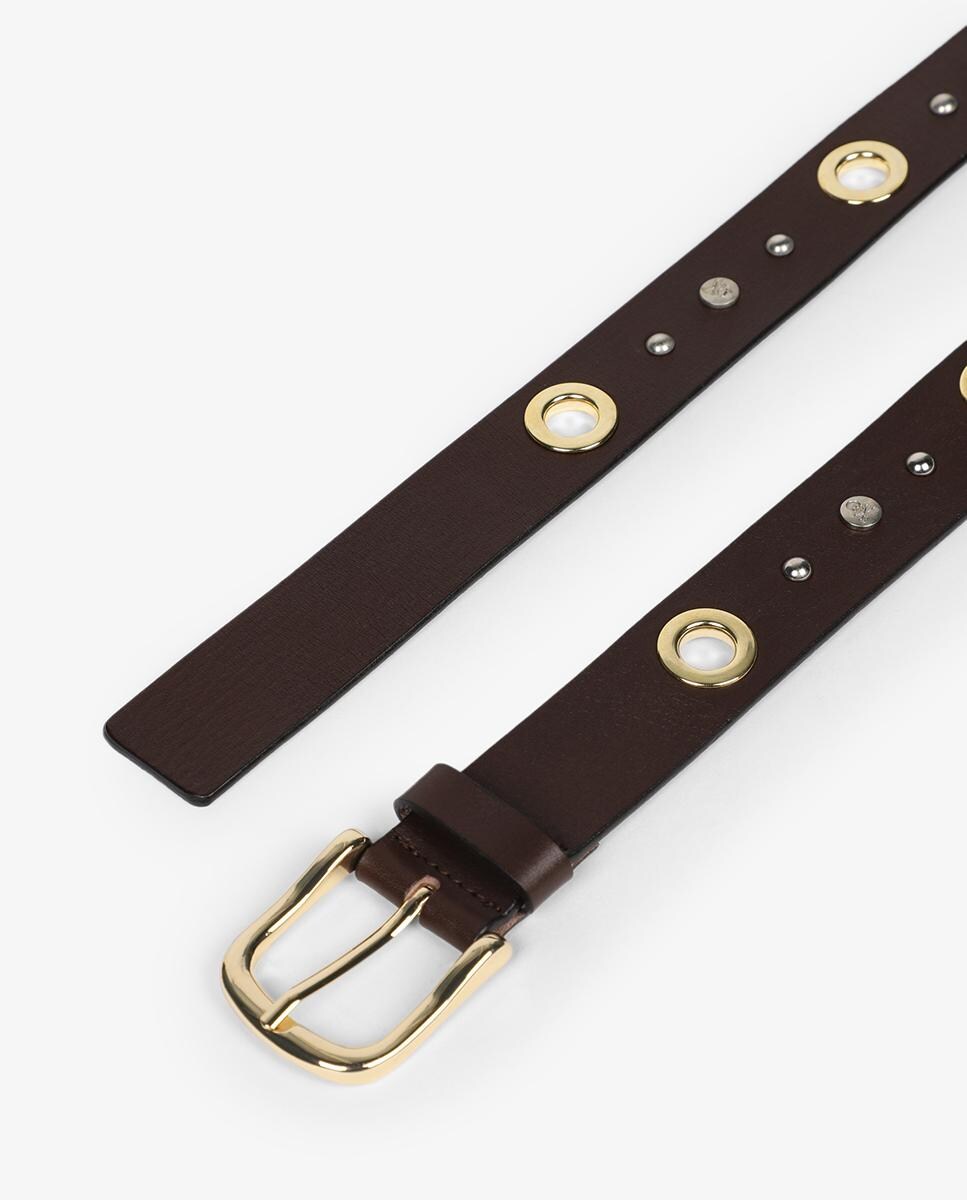 Cinto em Pele 100% em Castanho Castanho-escuro-4