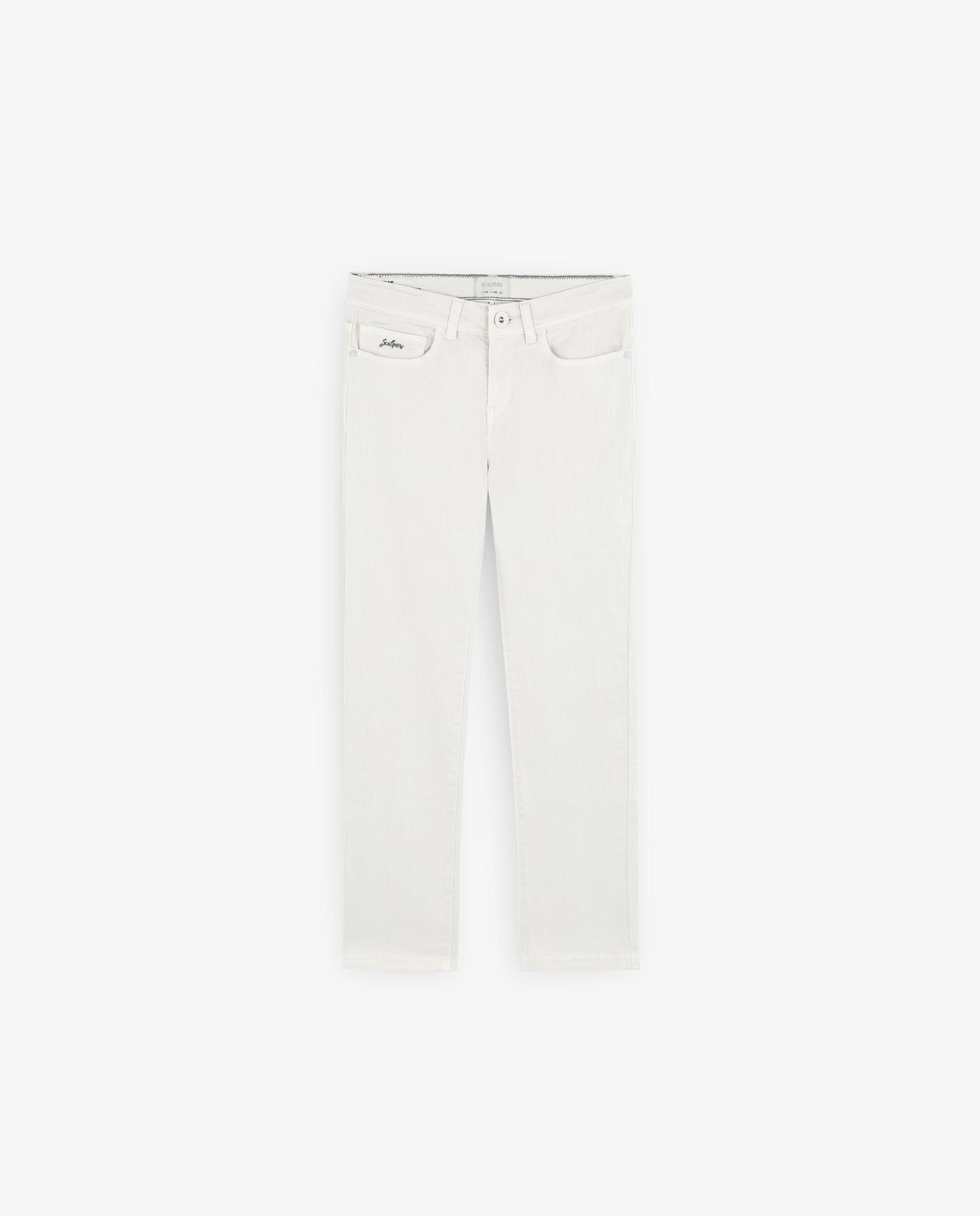Calças Chino Infantil Ligeiramente Elásticas com Fecho de Botão e Fecho Zip Cru-5