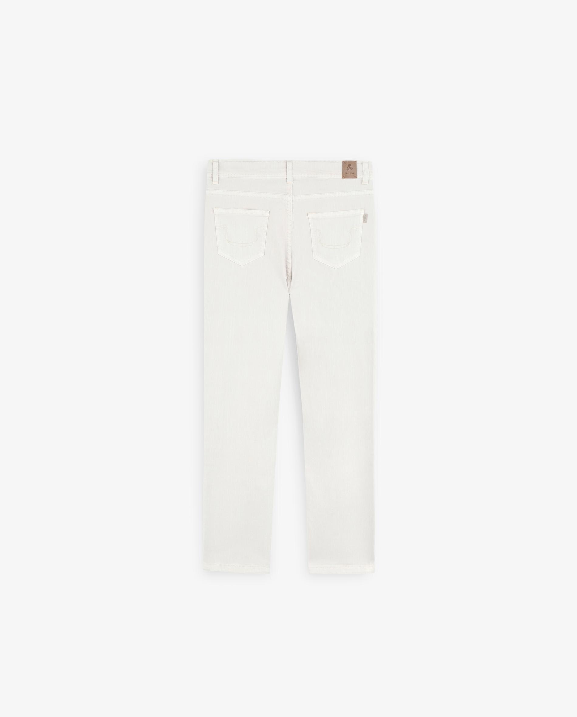 Calças Chino Infantil Ligeiramente Elásticas com Fecho de Botão e Fecho Zip Cru-6