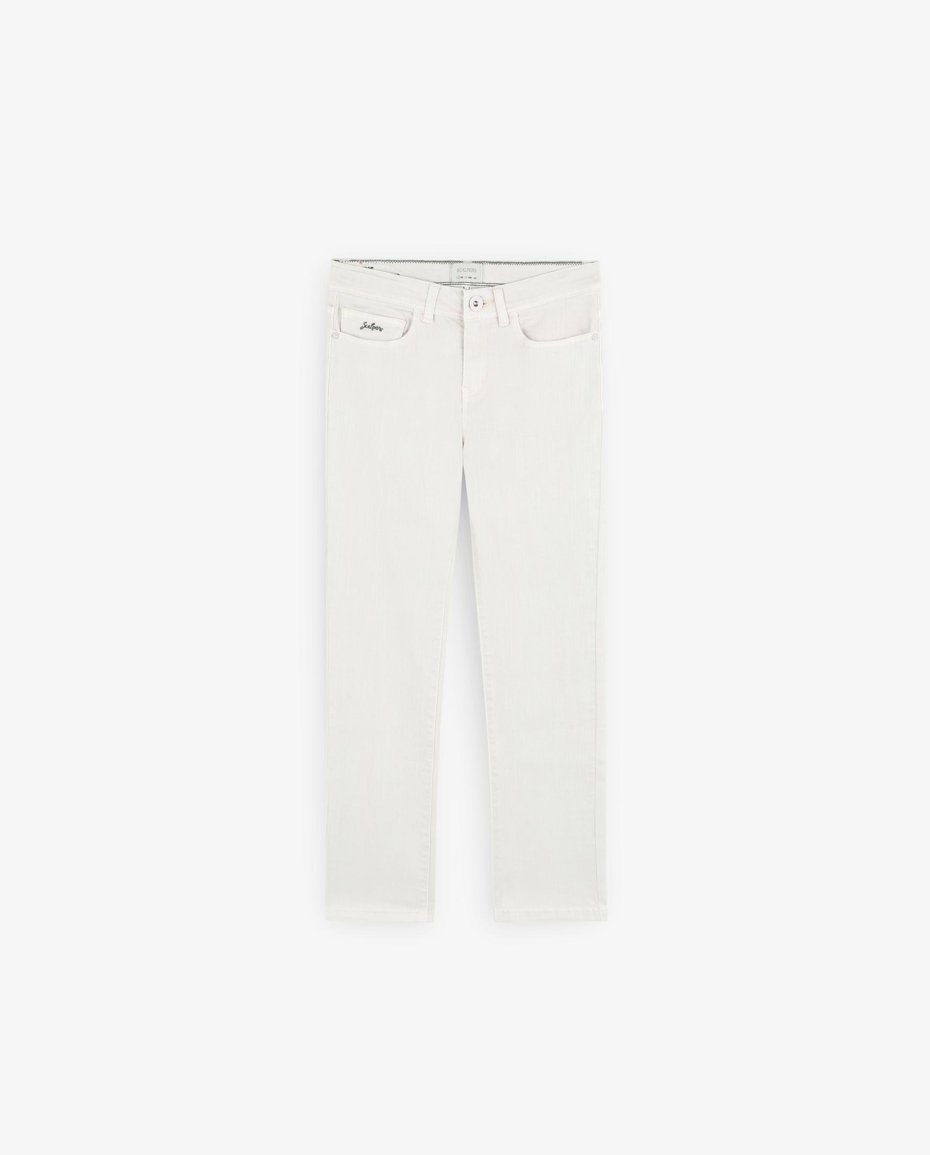 Calças Chino Infantil Ligeiramente Elásticas com Fecho de Botão e Fecho Zip Scalpers Cru-5