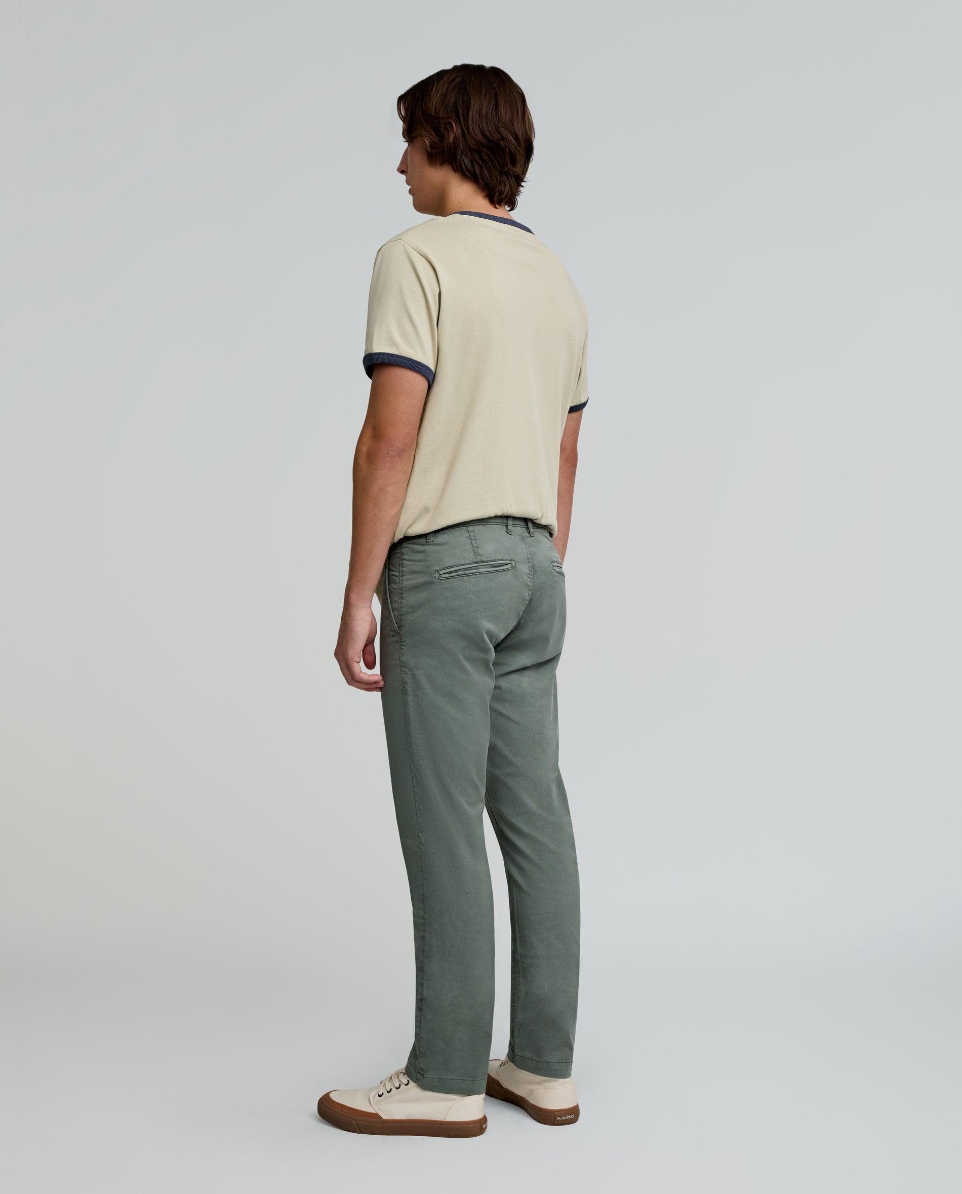 Calças Chino Regular Fit Ligeiramente Elásticas Verde-2