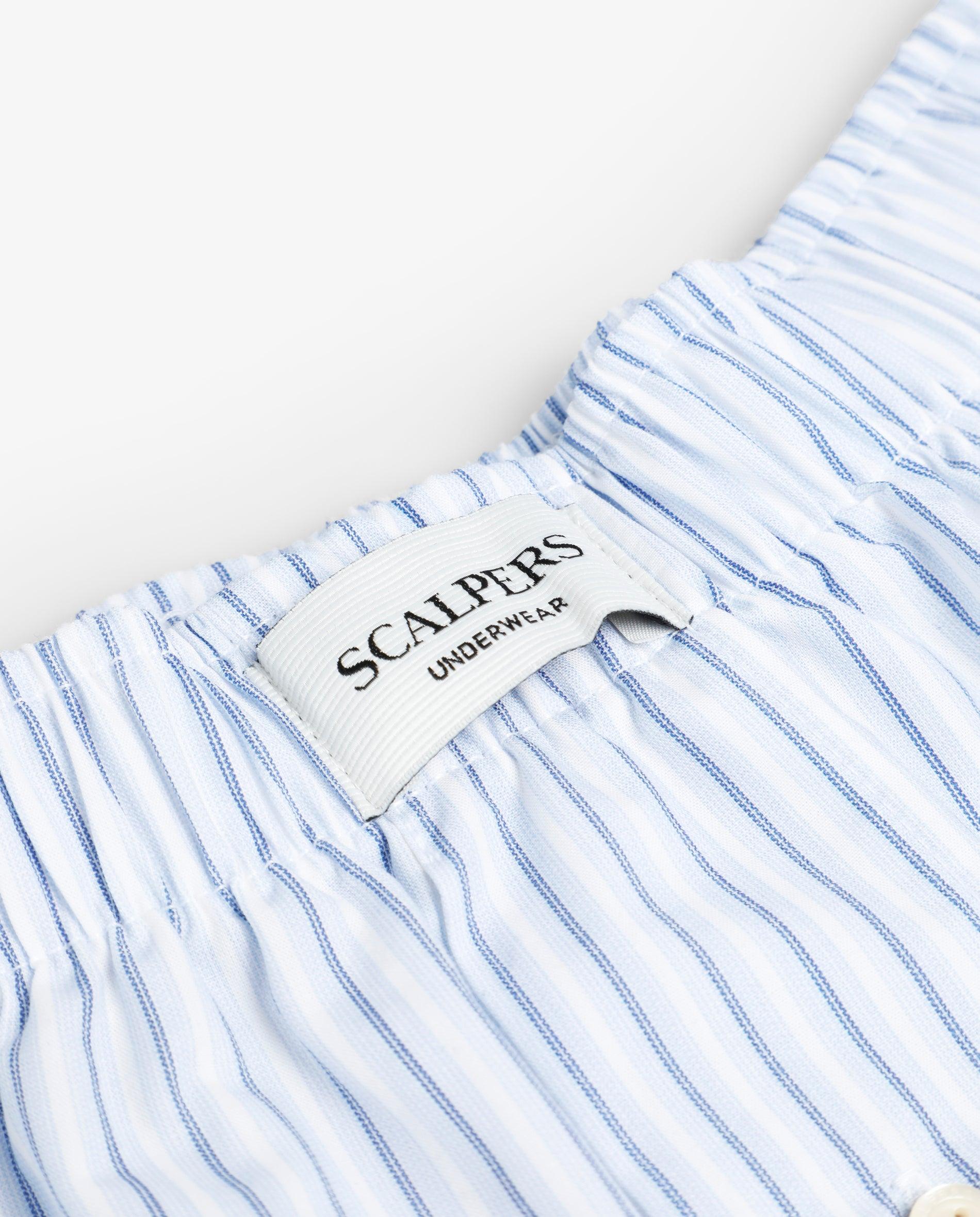 Boxer de Tecido Às Riscas com Cintura Elástica Branco-3