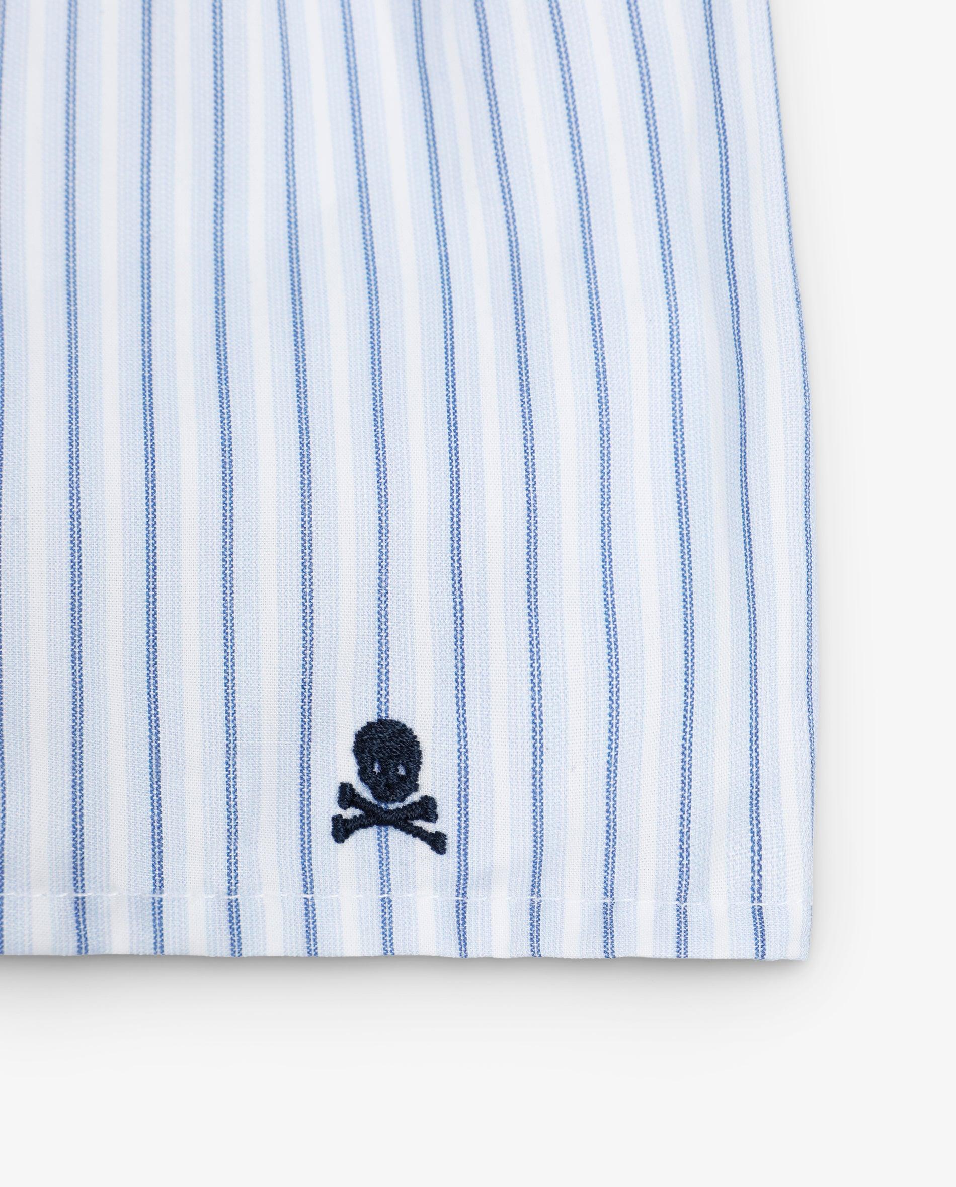 Boxer de Tecido Às Riscas com Cintura Elástica Branco-4