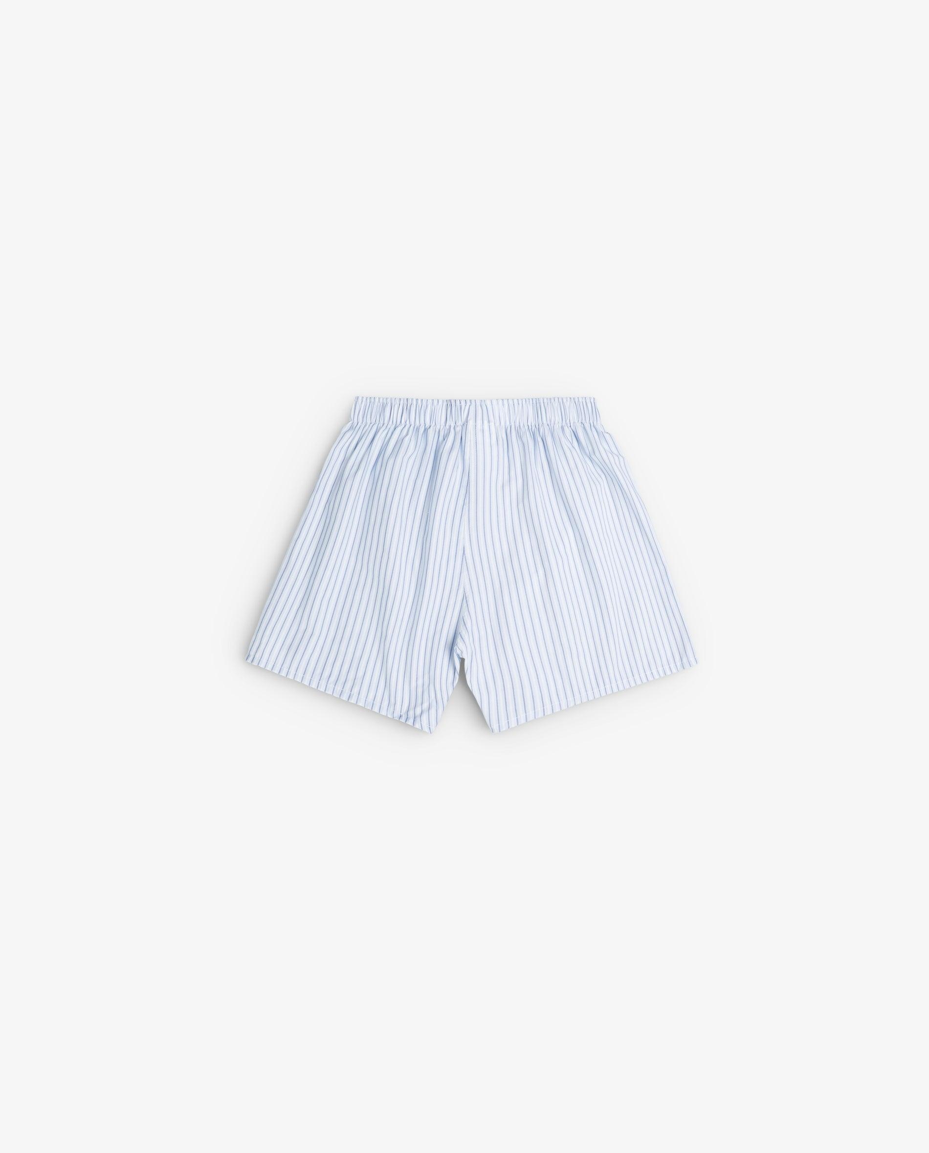 Boxer de Tecido Às Riscas com Cintura Elástica Branco-2