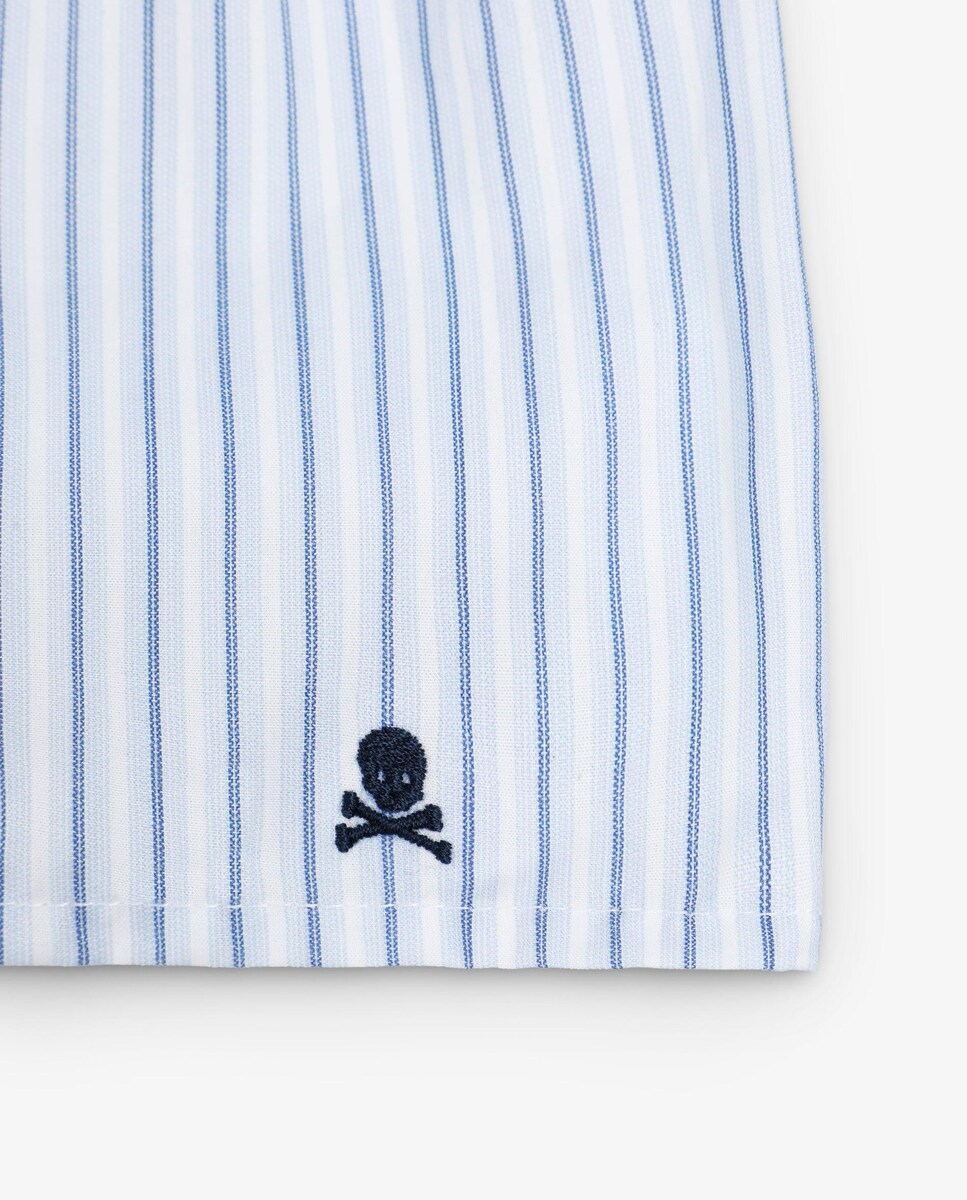 Boxers de Algodão Às Riscas Branco-4