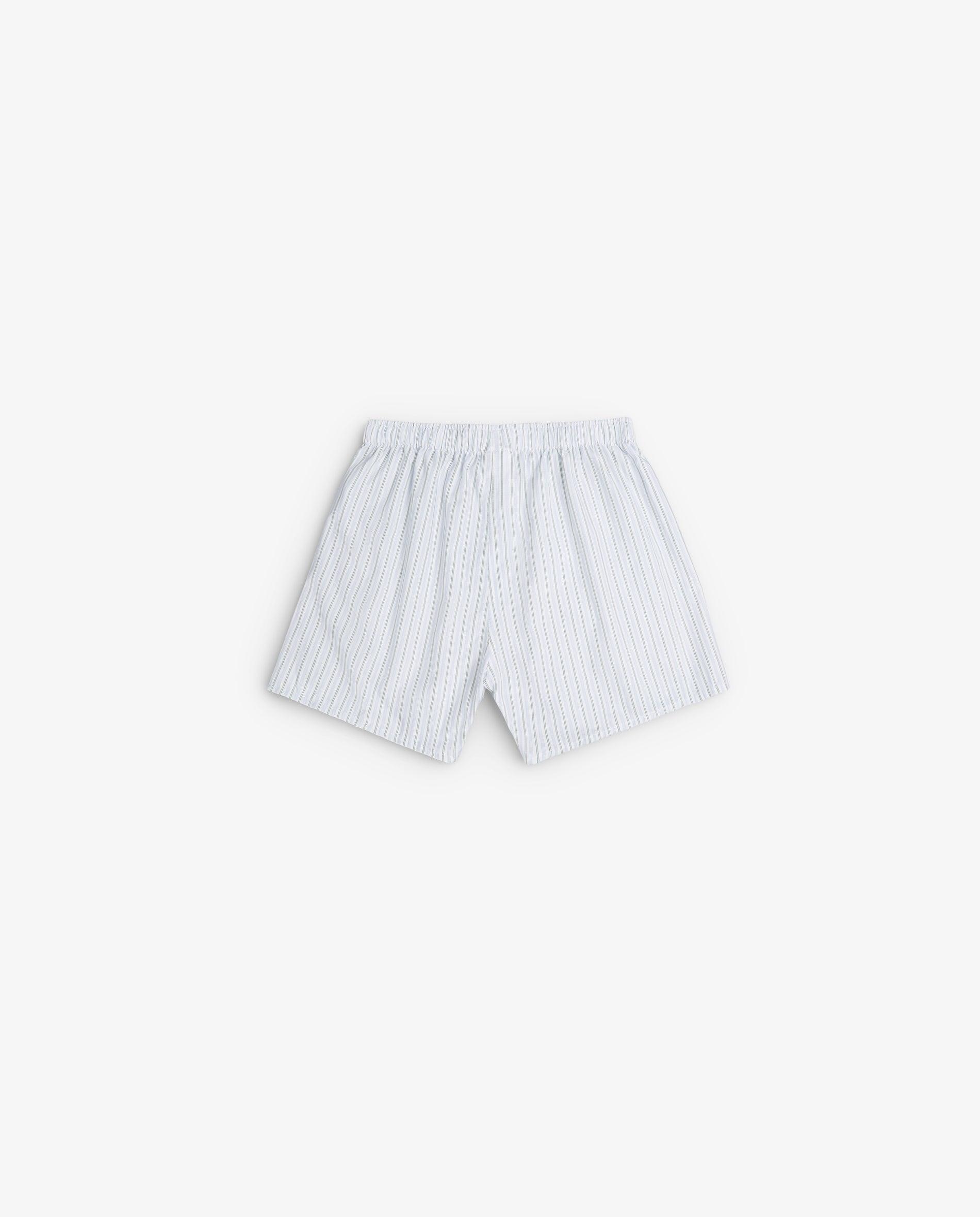 Boxer de Tecido Às Riscas com Cintura Elástica Verde-2