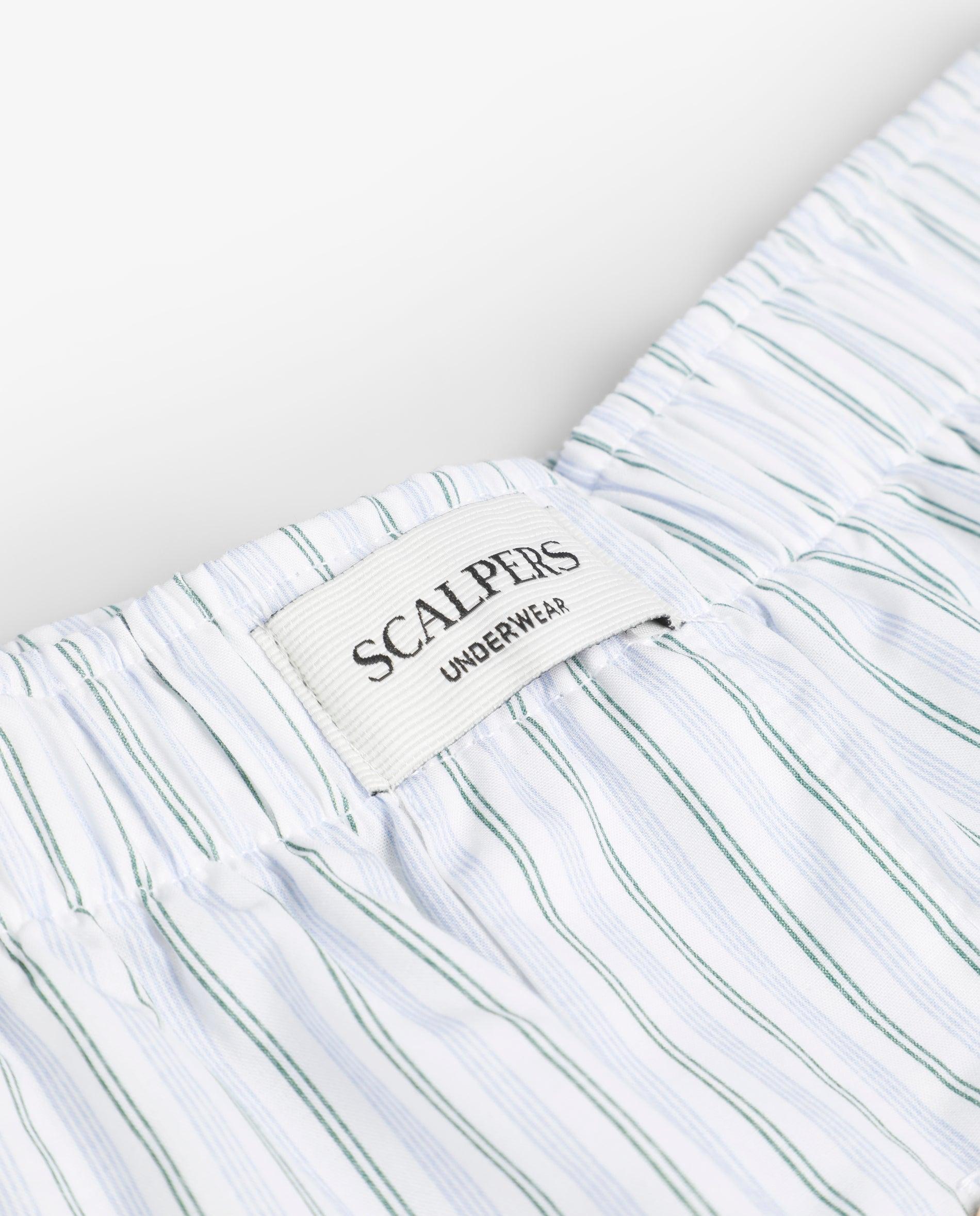 Boxer de Tecido Às Riscas com Cintura Elástica Verde-3