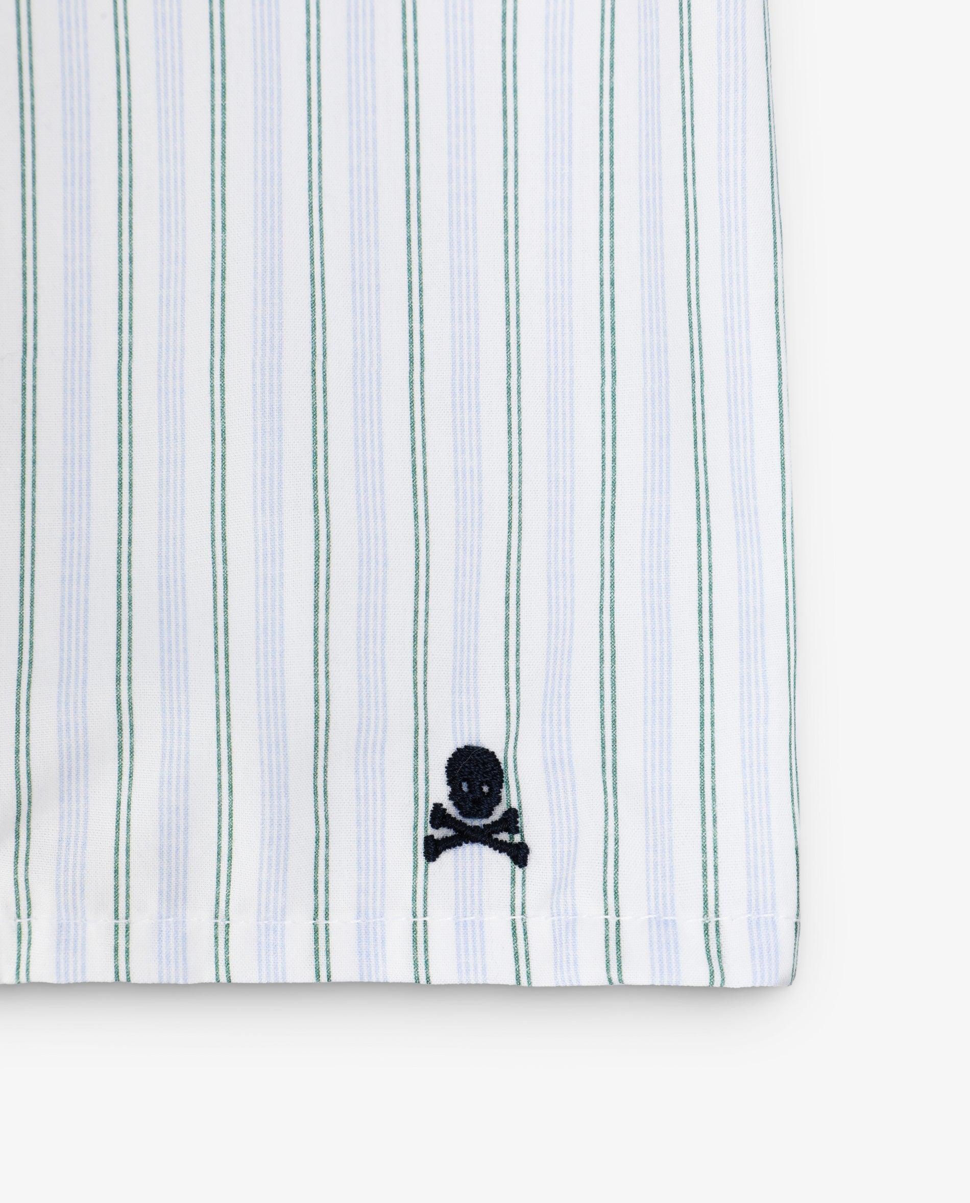 Boxer de Tecido Às Riscas com Cintura Elástica Verde-4