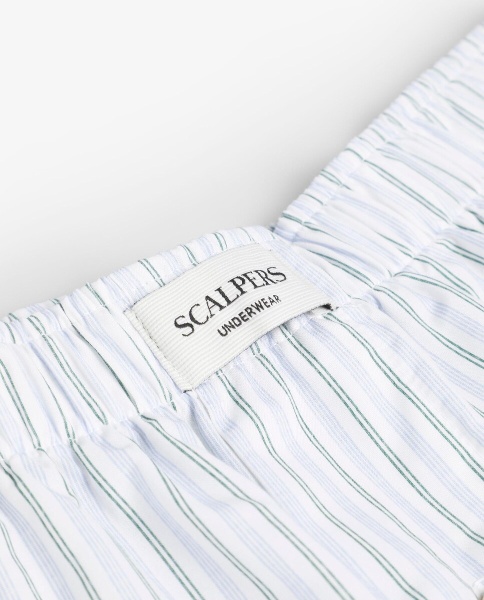 Boxers de Algodão Às Riscas Branco-3