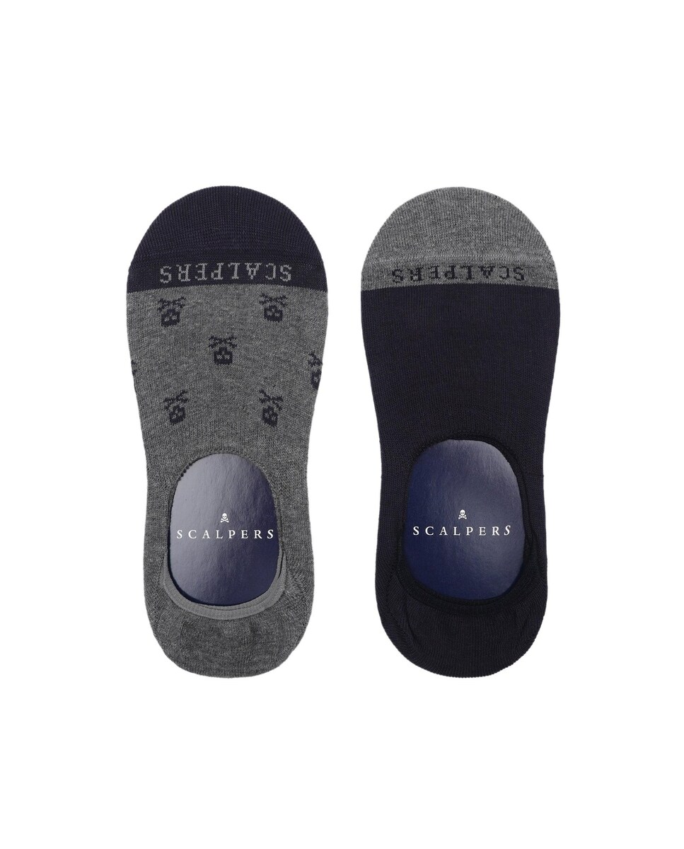 Pack de Meias Pinkies com Motivo de Caveiras Cinzento-1