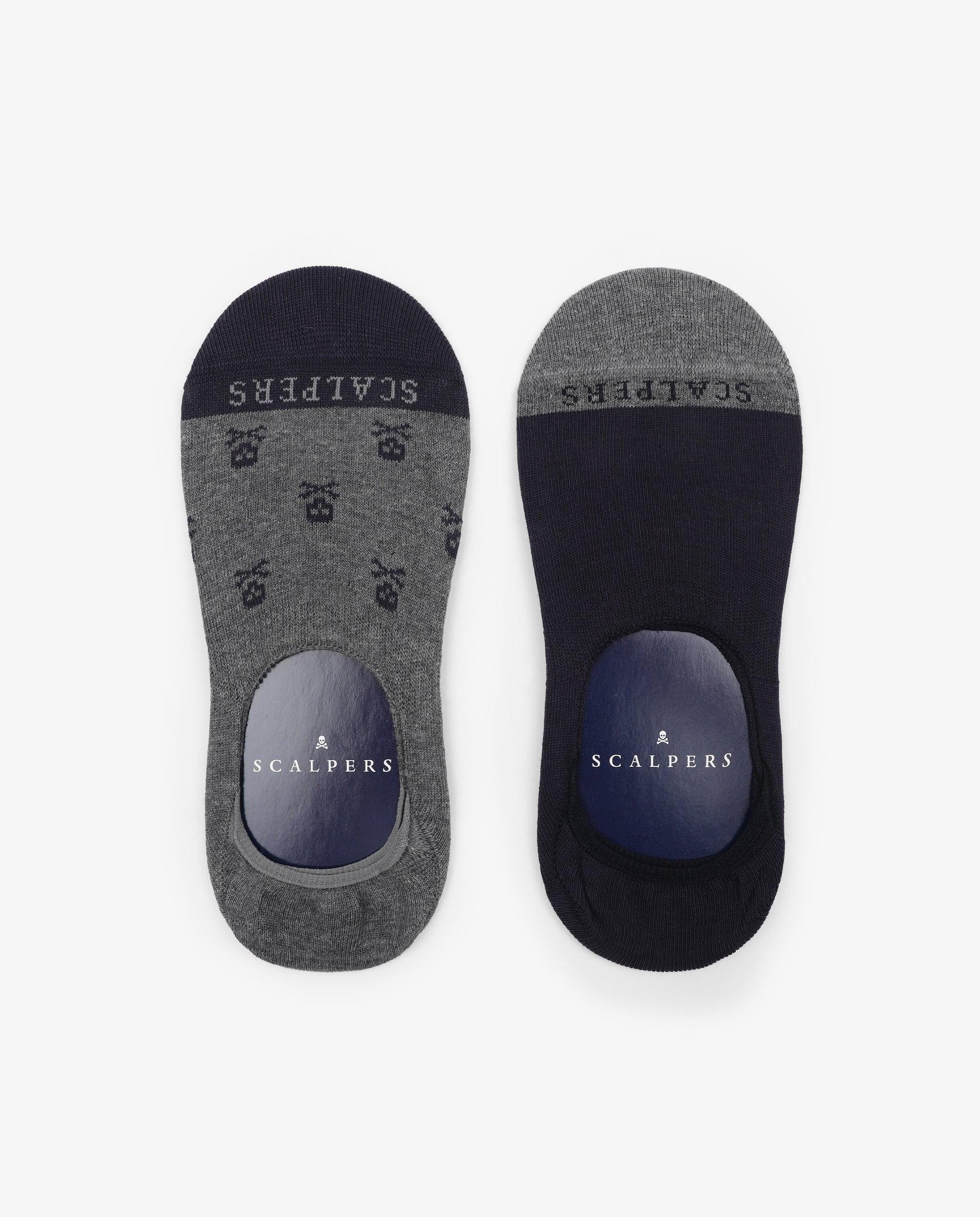 Pack de 2 Pares de Meias Pinkies Lisas e Estampadas Navy-2