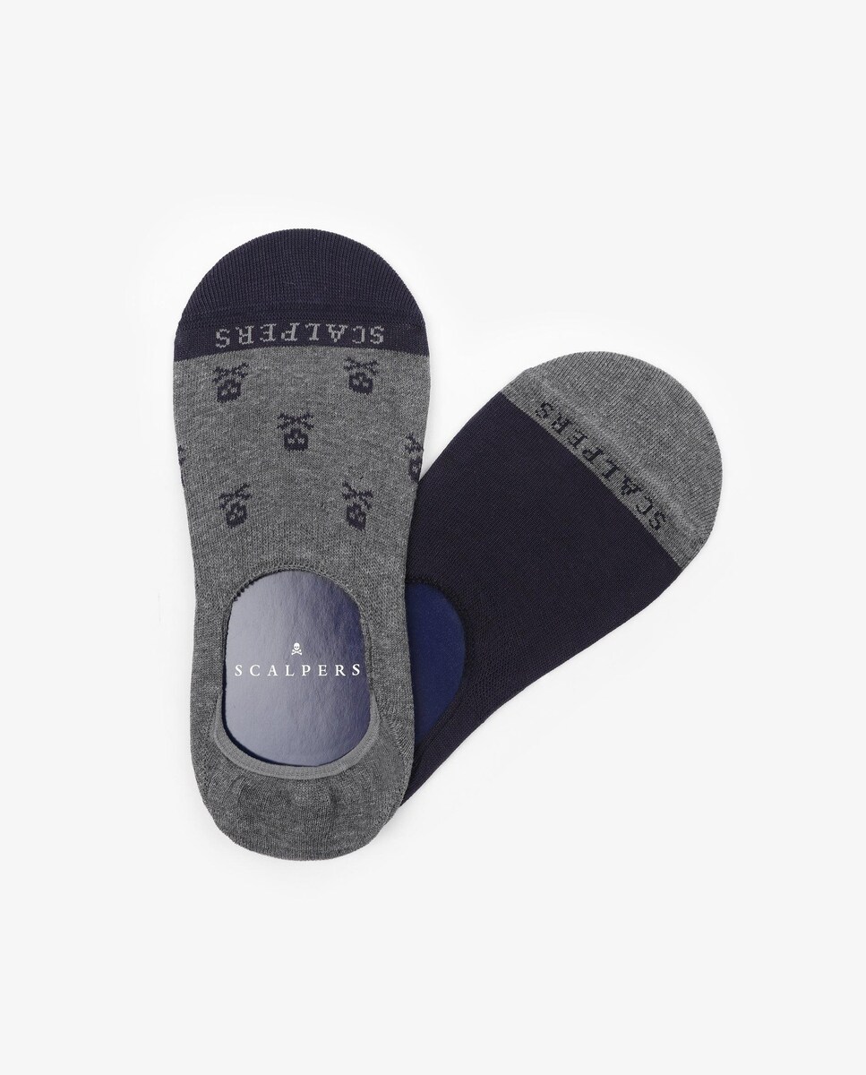 Pack de Meias Pinkies com Motivo de Caveiras Cinzento-3