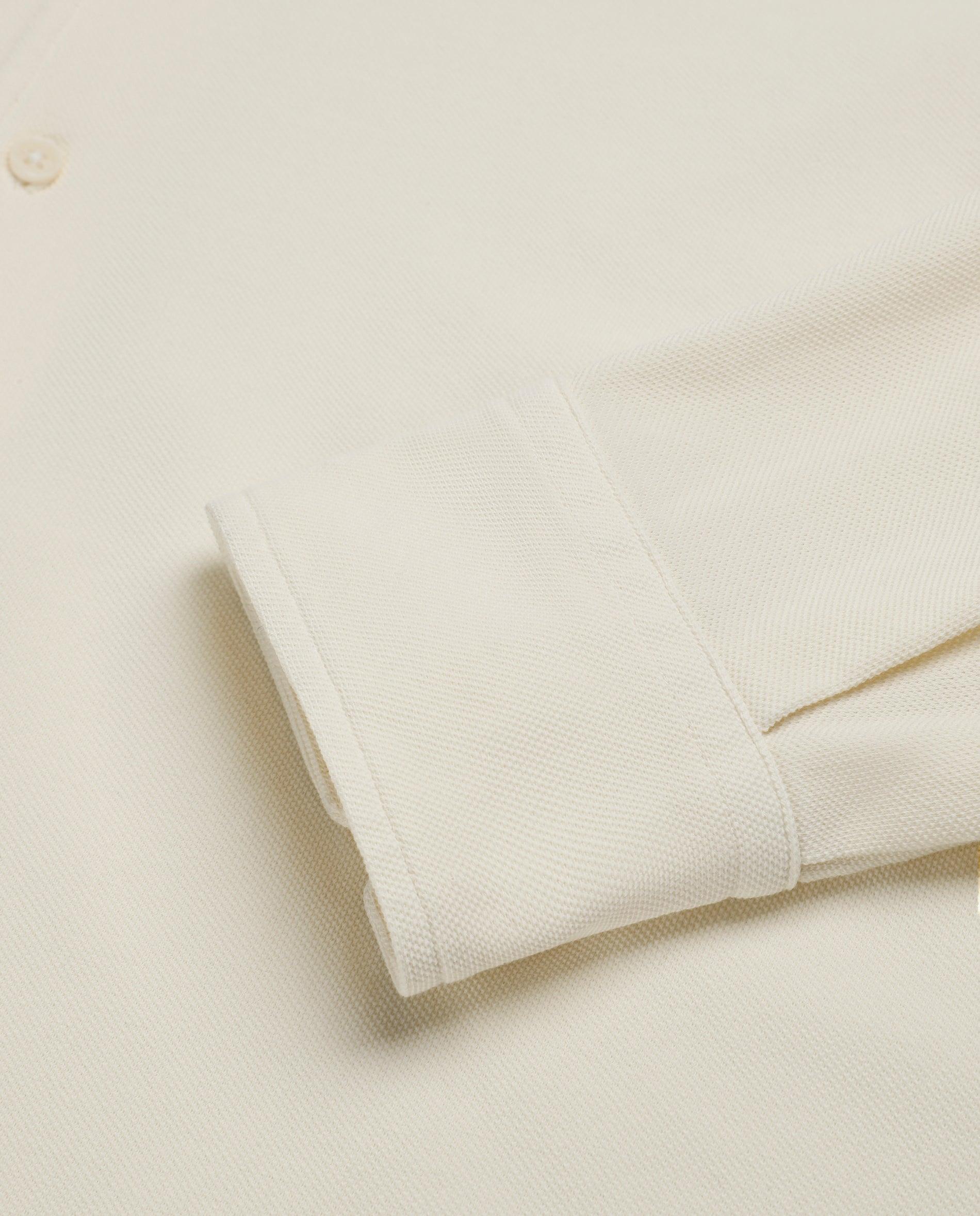 Camisa de Algodão com Gola Cutaway Bege-3