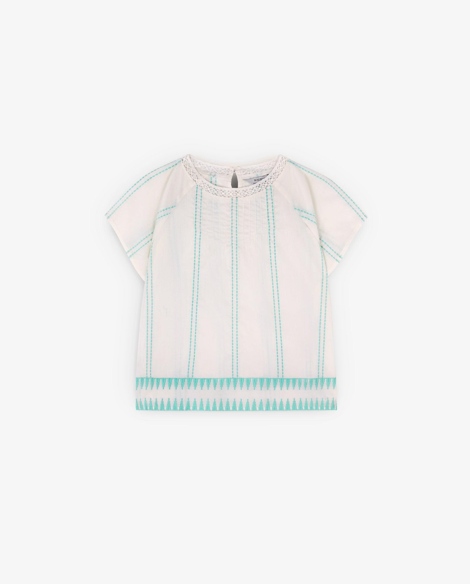Blusa Infantil de Algodão com Fecho Posterior e Botões Azul-1