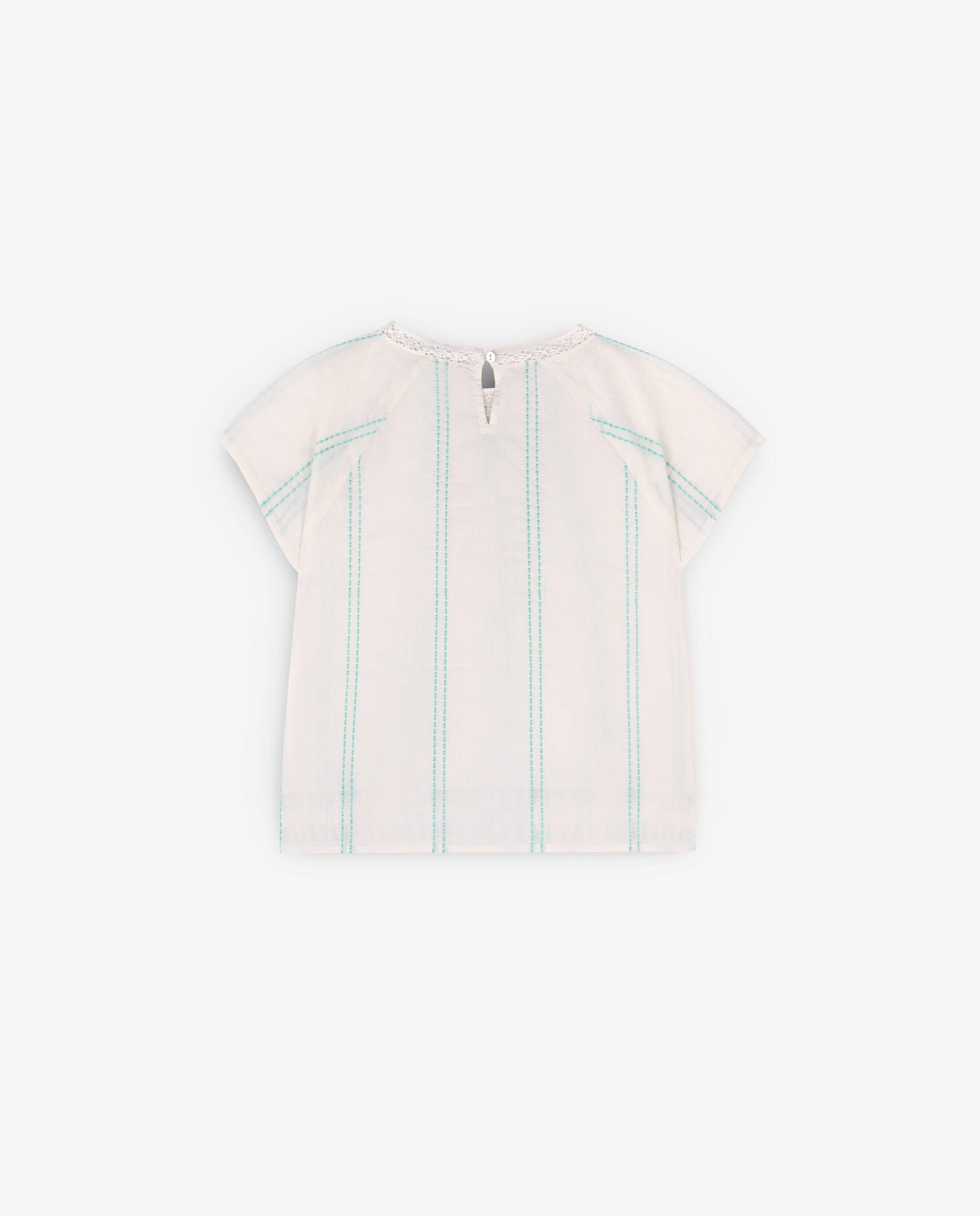 Blusa Infantil de Algodão com Fecho Posterior e Botões Azul-2