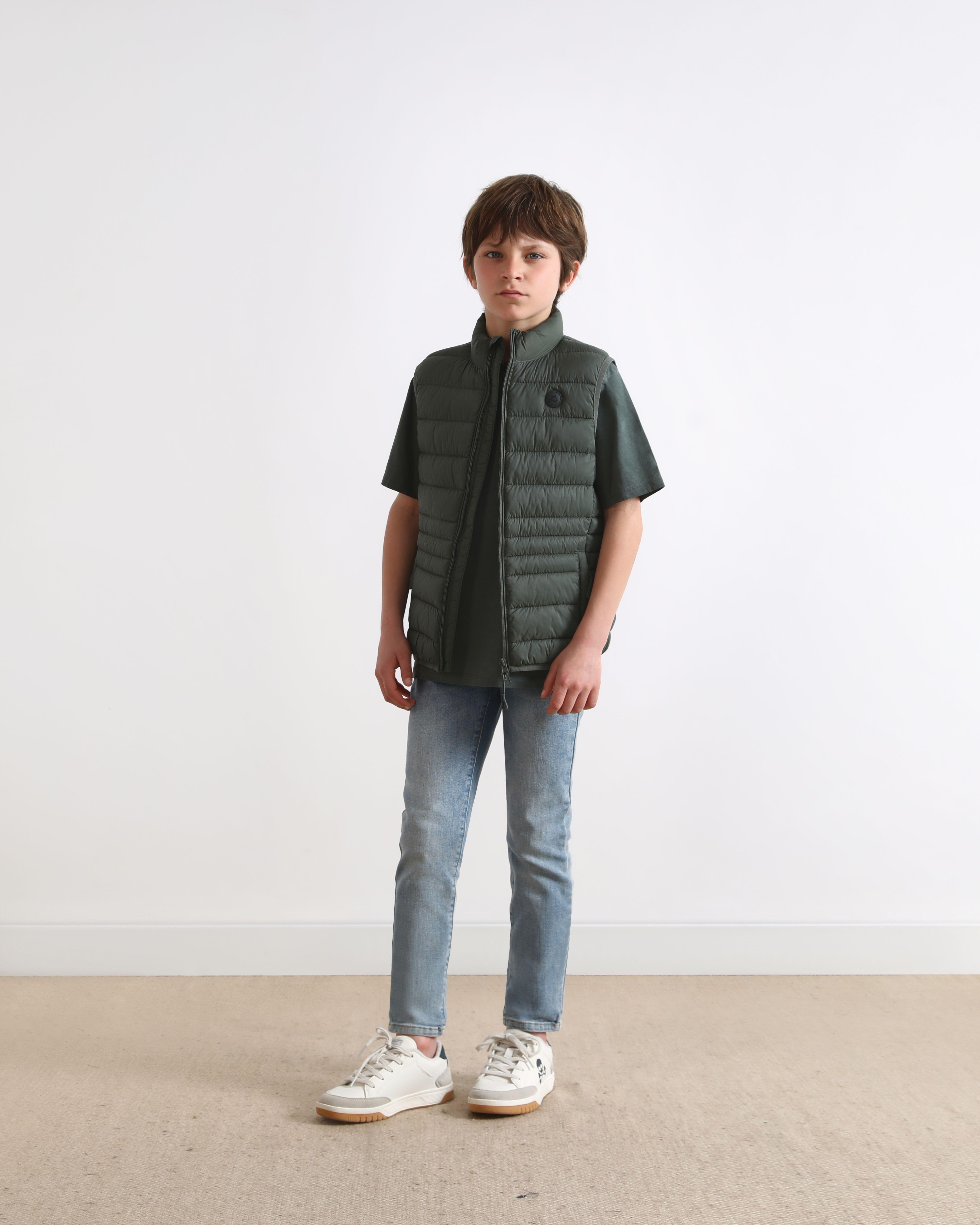 Colete Infantil Acolchoado com Fecho Zip Scalpers Verde-escuro-2