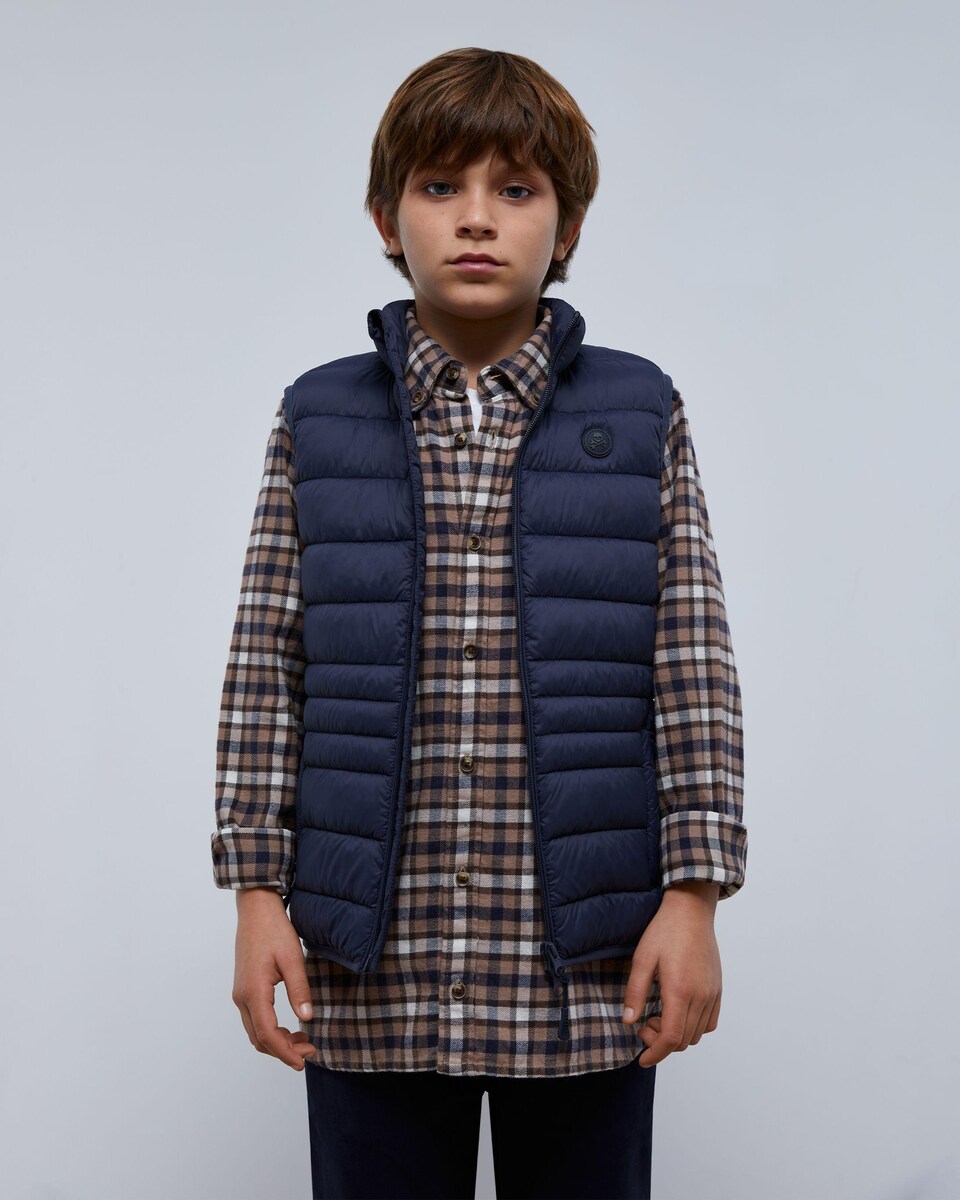 Colete Infantil Acolchoado com Fecho Zip Azul-marinho-1