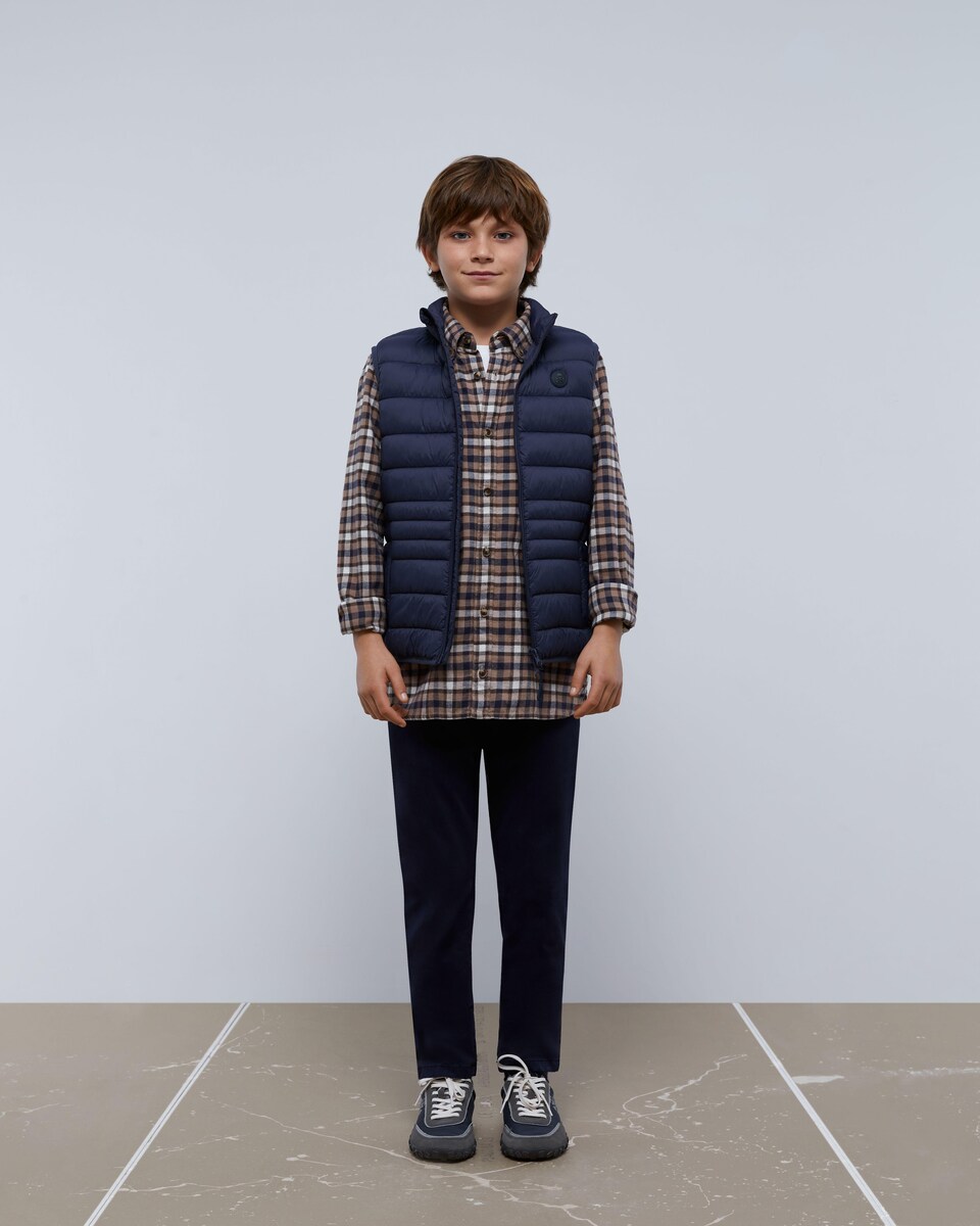 Colete Infantil Acolchoado com Fecho Zip Azul-marinho-2