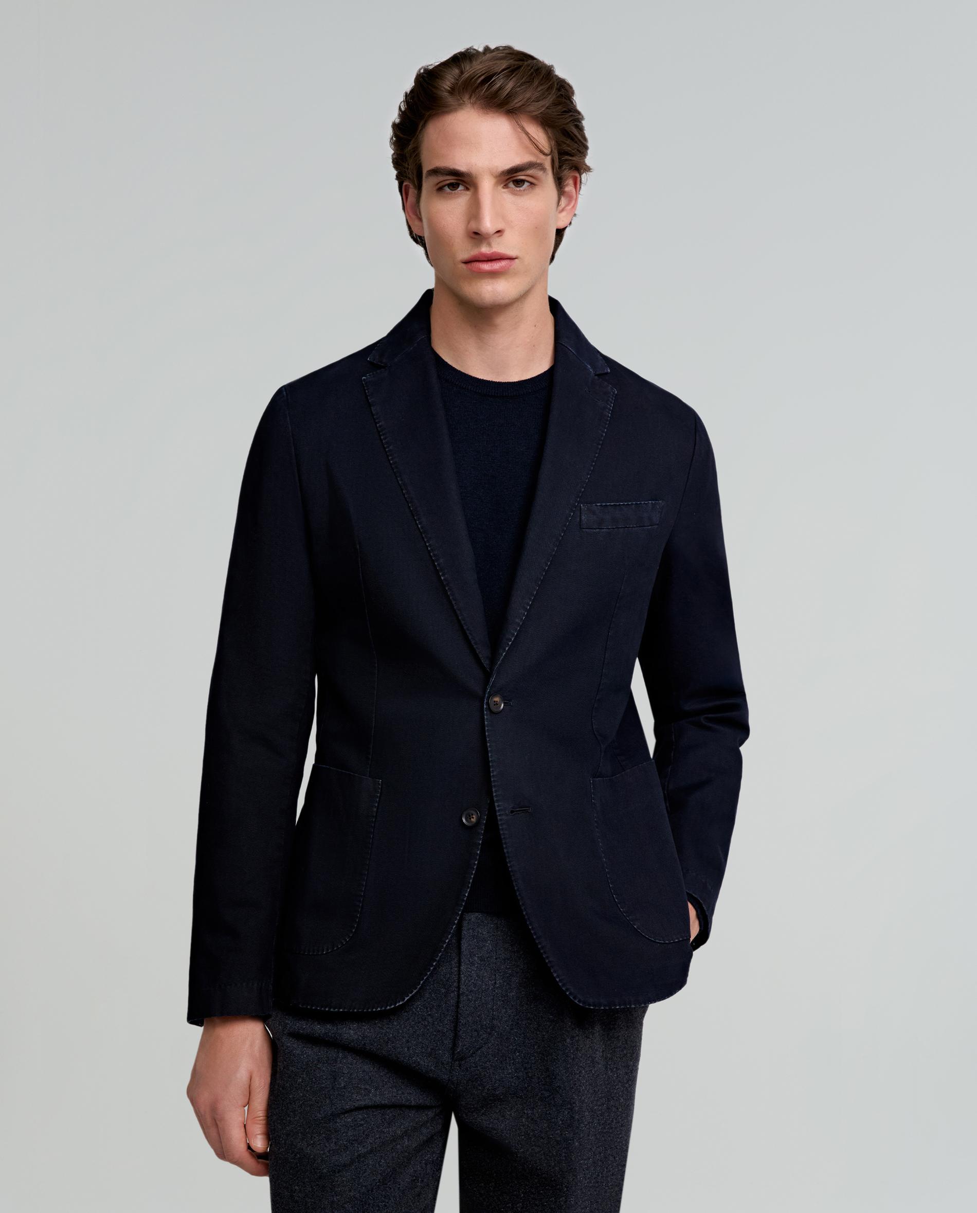 Blazer Regular Fit com Bolsos Patch Azul-marinho-1