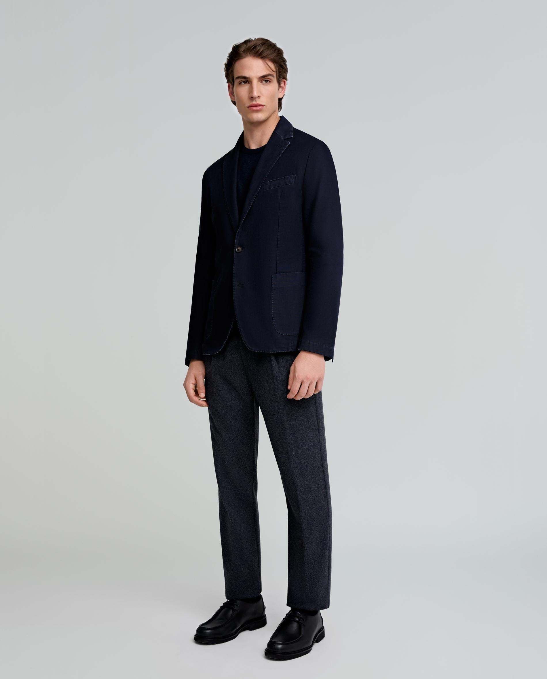 Blazer Regular Fit com Bolsos Patch Azul-marinho-3