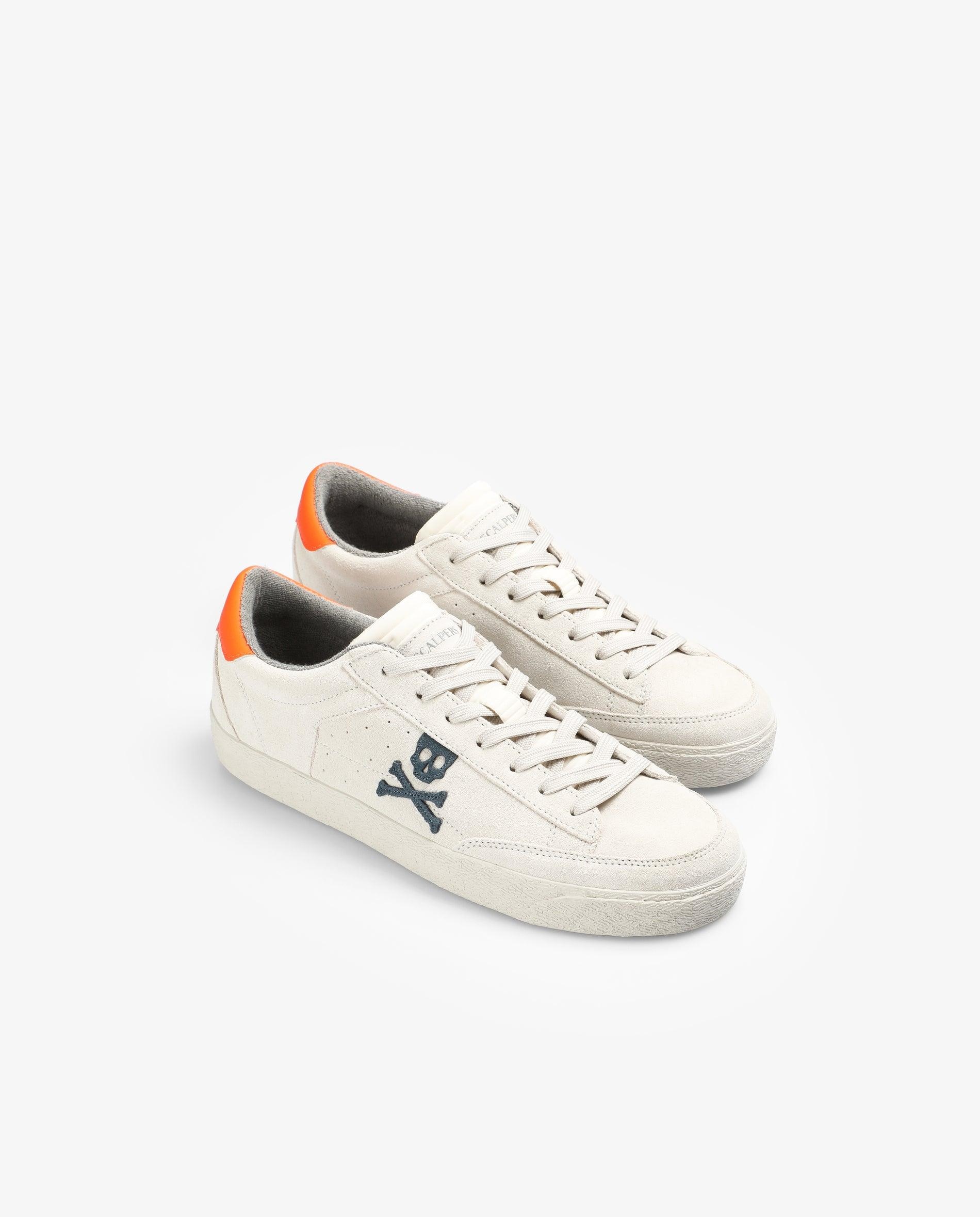 Sapatilhas Desportivas Baixas de Pele Branco / Laranja-2