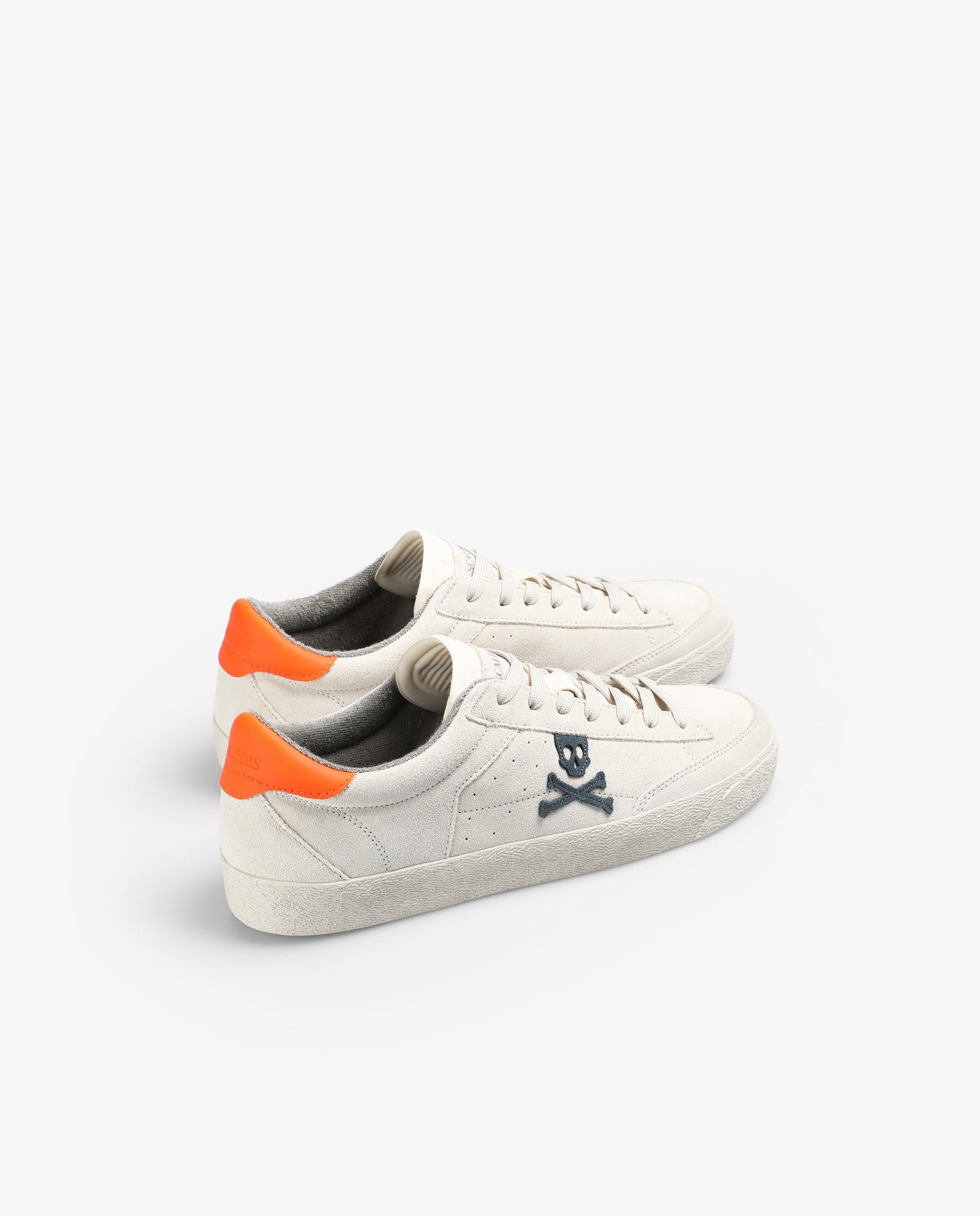 Sapatilhas Desportivas Baixas de Pele Branco / Laranja-3