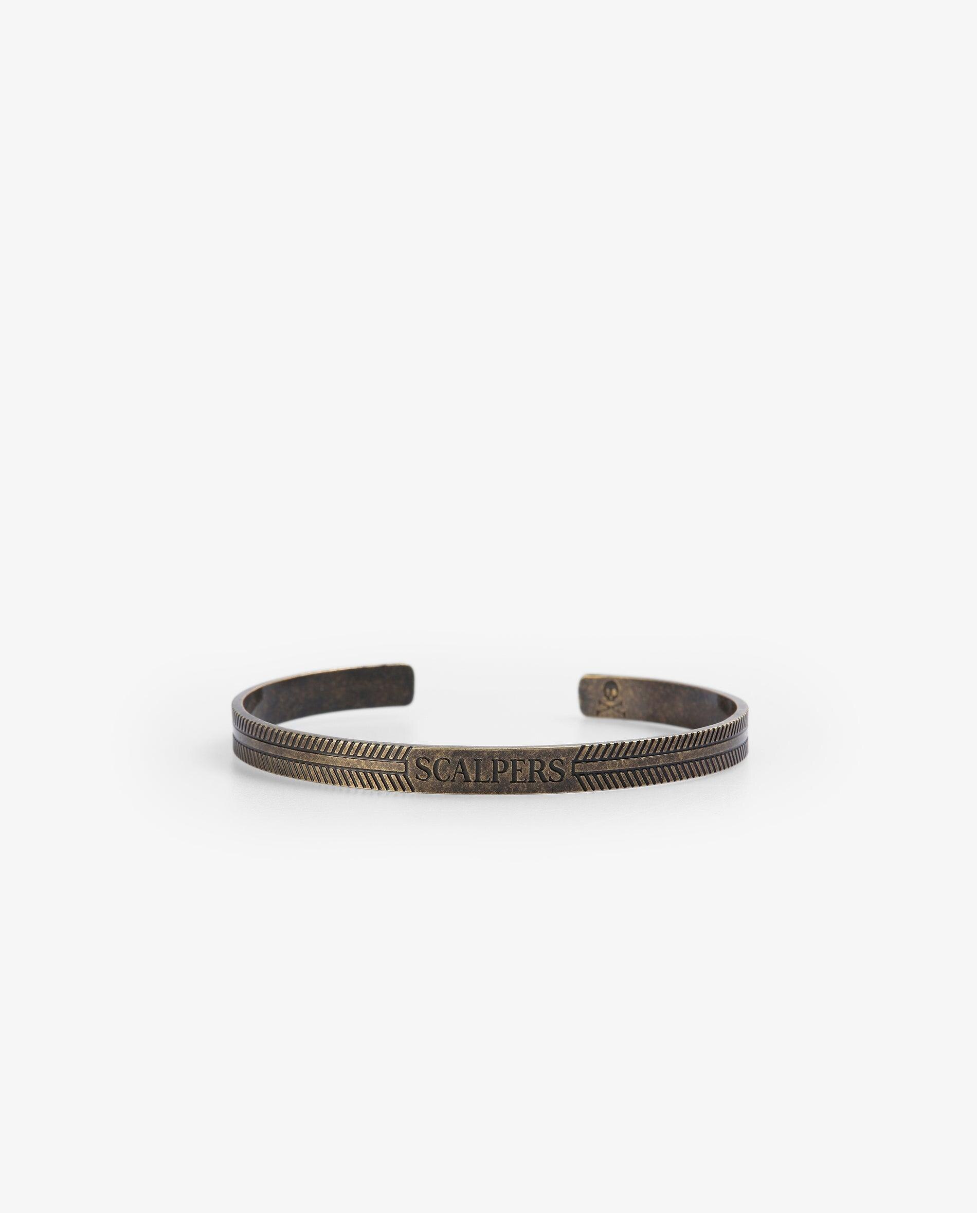 Pulseira de Latão com Detalhes Gravados Ouro-1