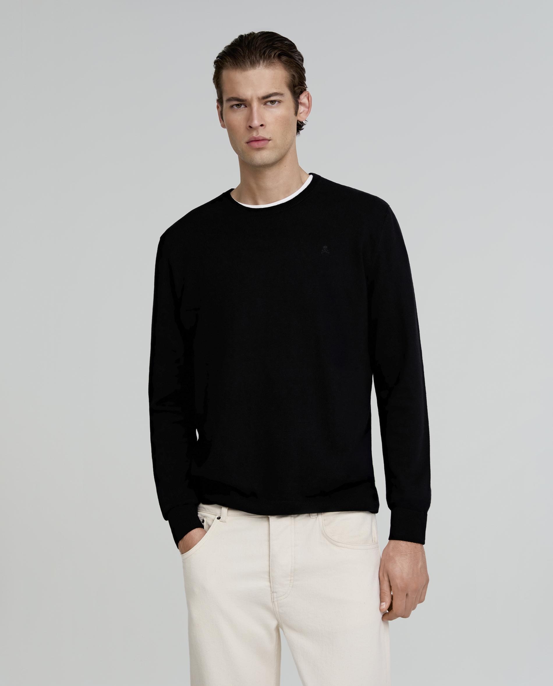 Camisola Regular Fit com Gola Redonda Preto-1