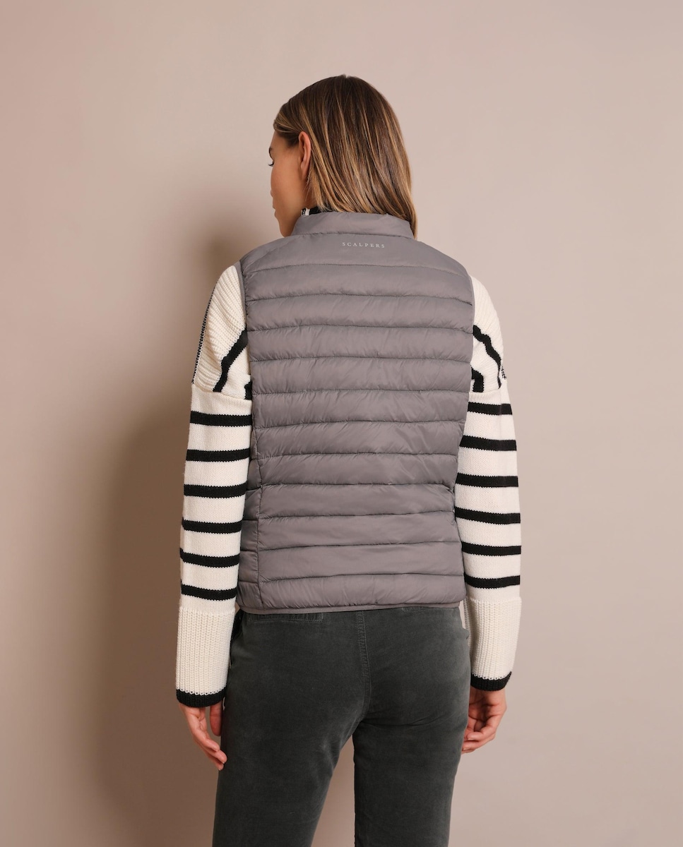 Colete Acolchoado com Fecho Zip Cinzento-2