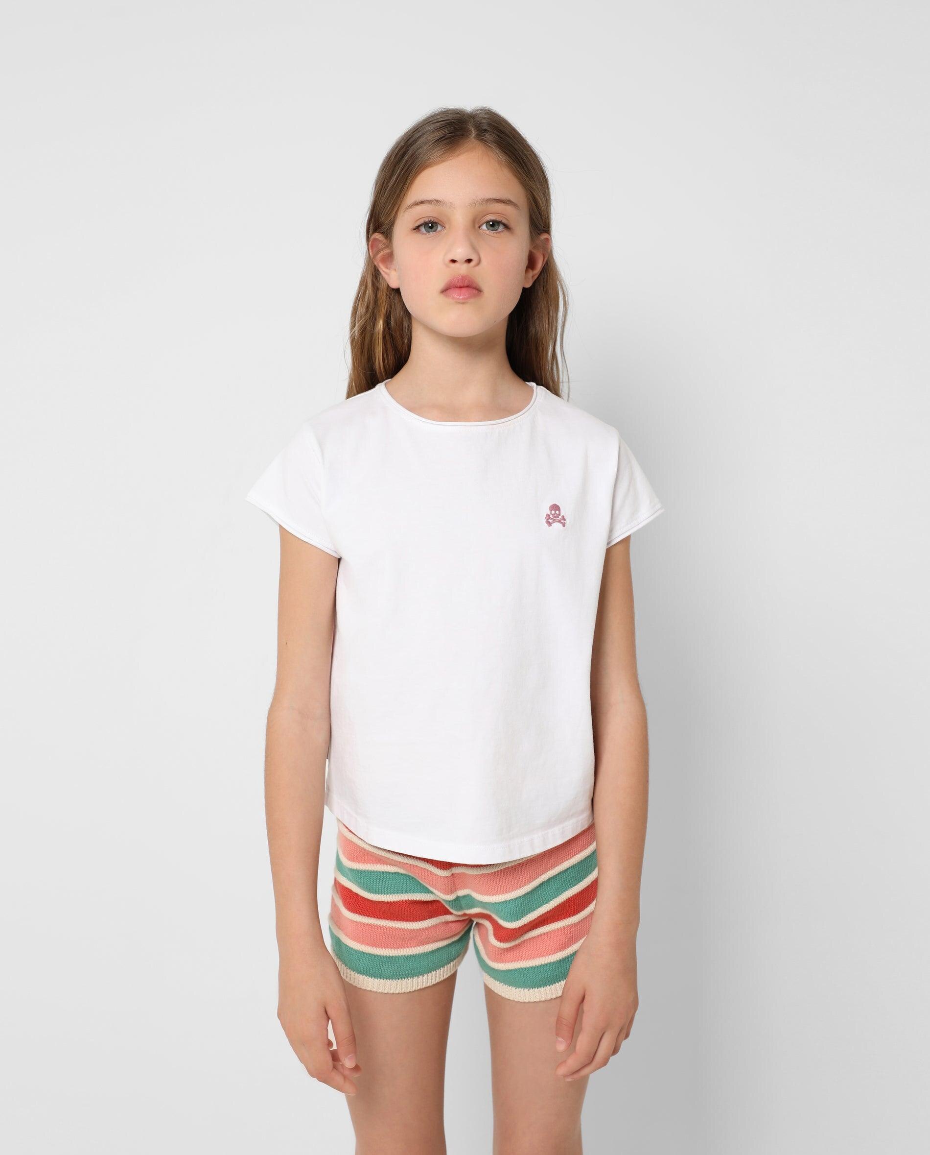 T-shirt Infantil de Manga Curta 100% Algodão Branco-1