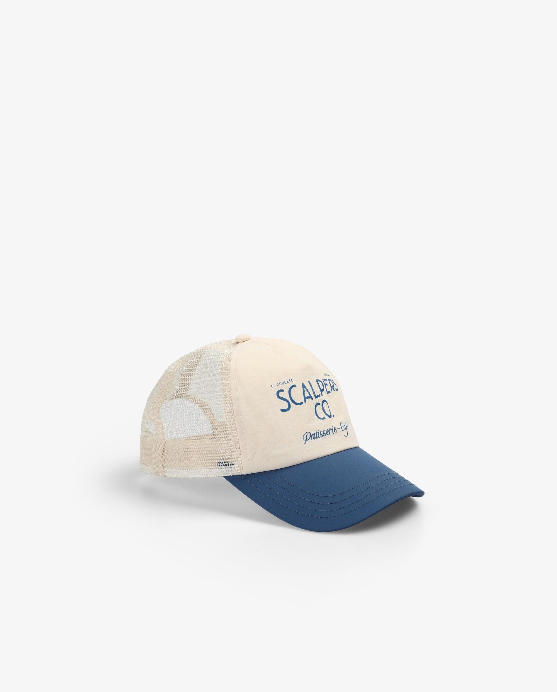 Boné Trucker Ajustável com Print Frontal Azul / Bege-1