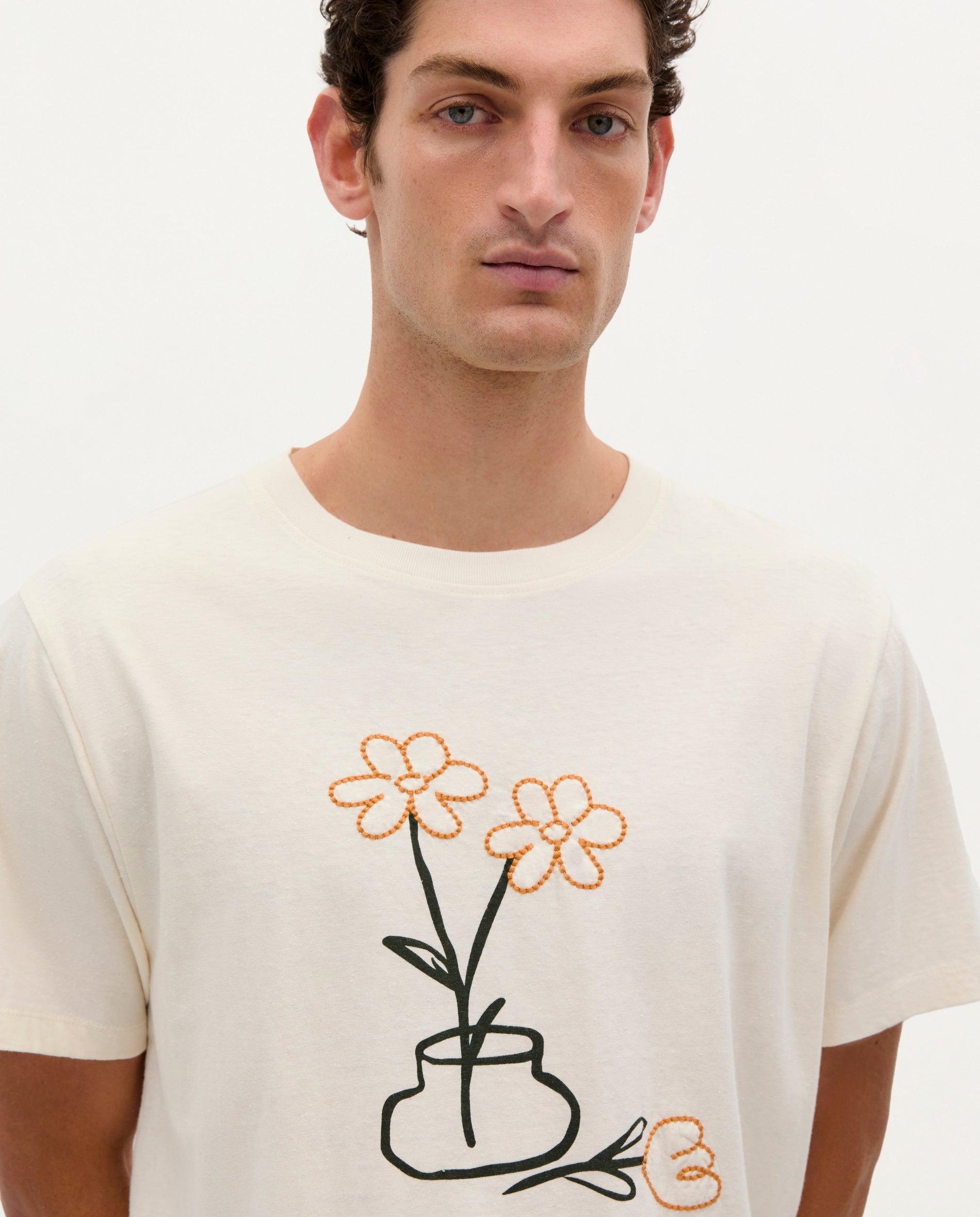 T-shirt em Algodão de Manga Curta Branco-3