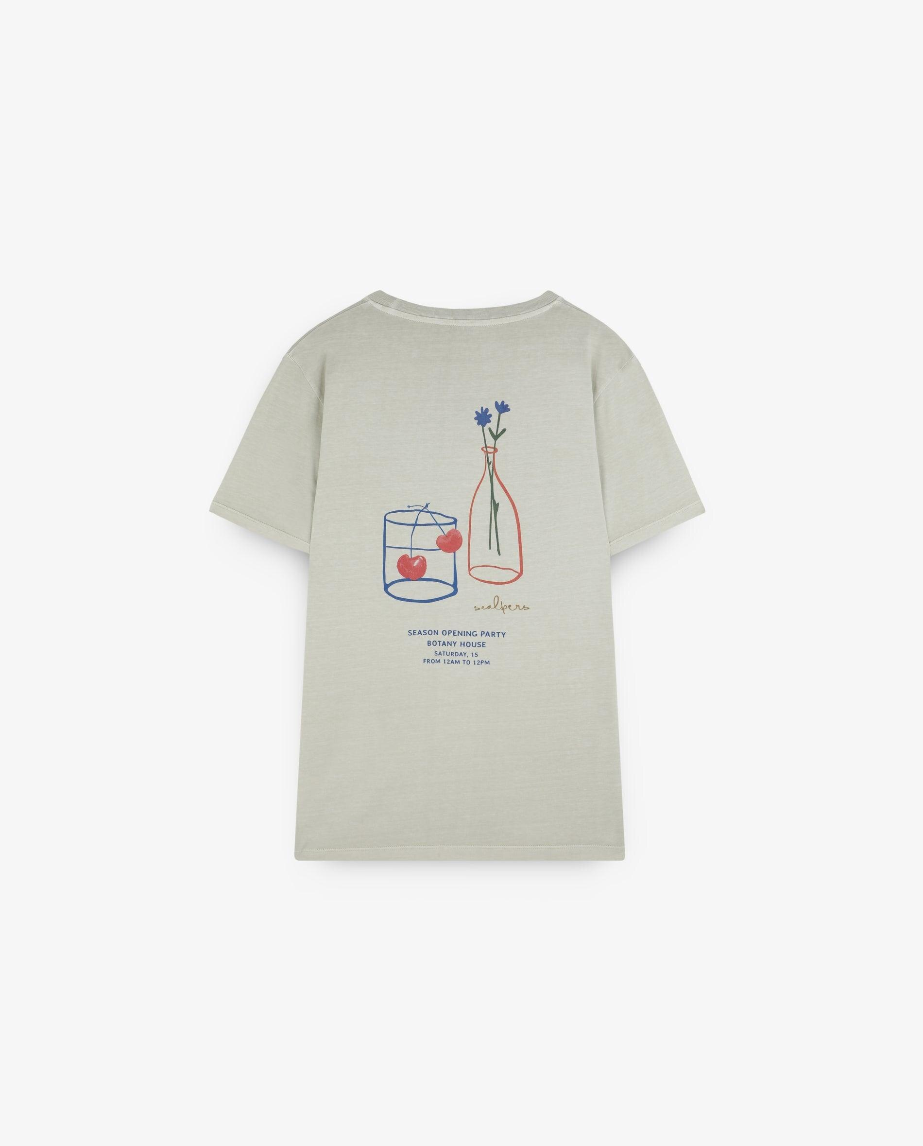 T-shirt de Algodão de Manga Curta Cinzento-claro-2