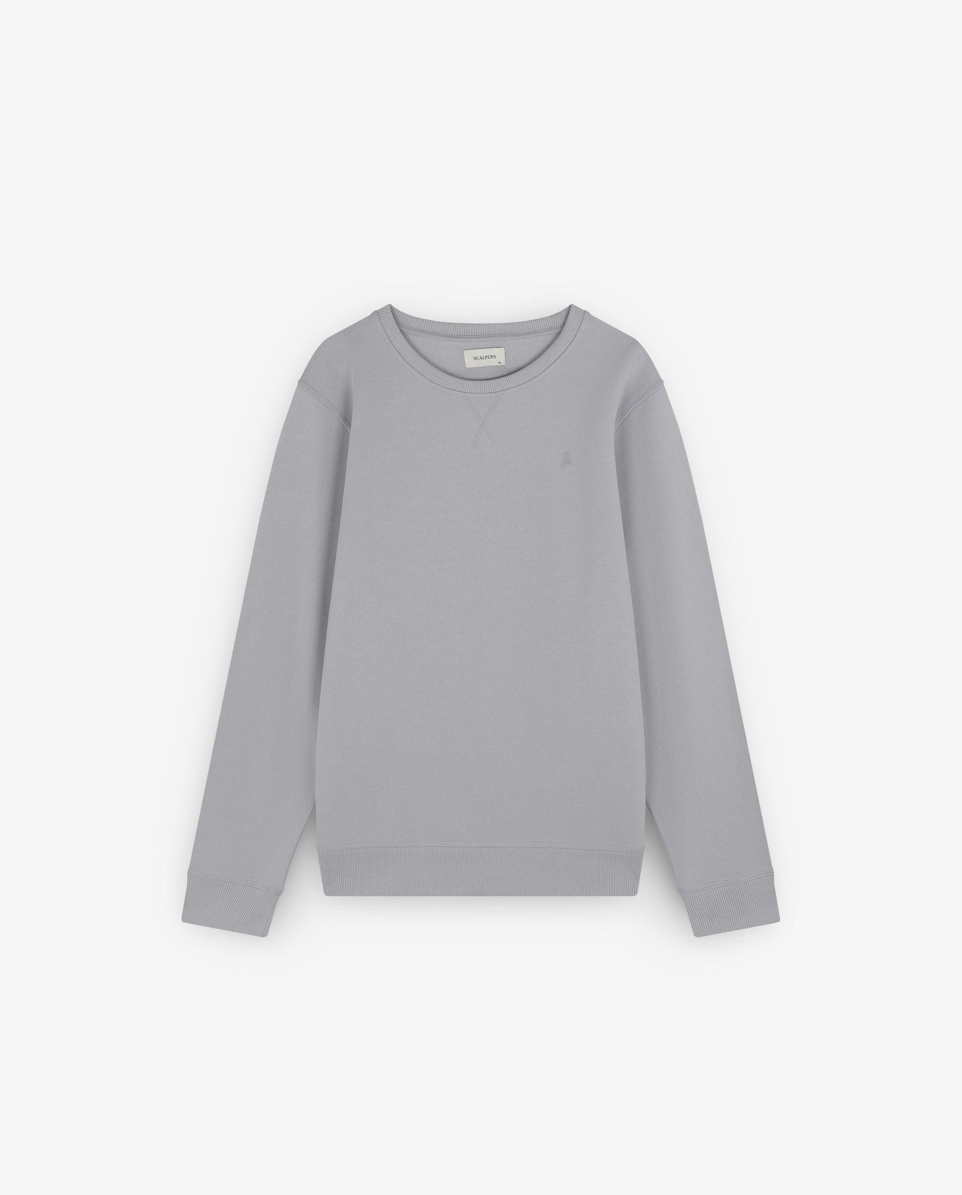 Sweatshirt de Algodão com Terminações em Ribs Cinzento-1