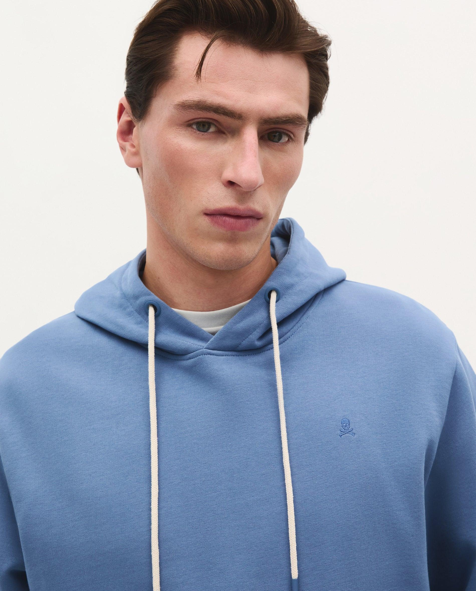 Sweatshirt em Algodão com Capuz Azul-3