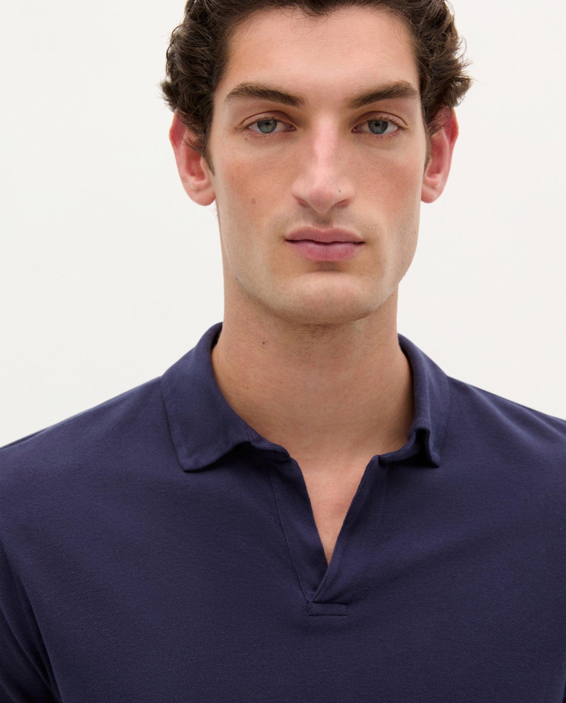 Polo de Algodão Regular Fit Azul-marinho-3