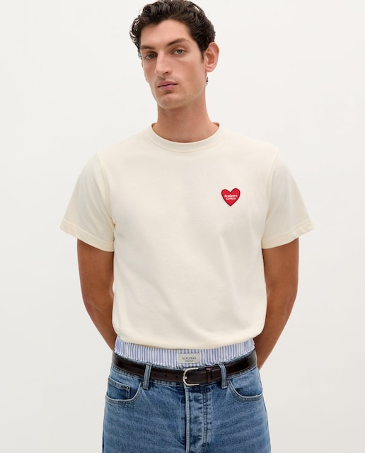 Imagem 0 de T-shirt de Algodão com Coração Bordado