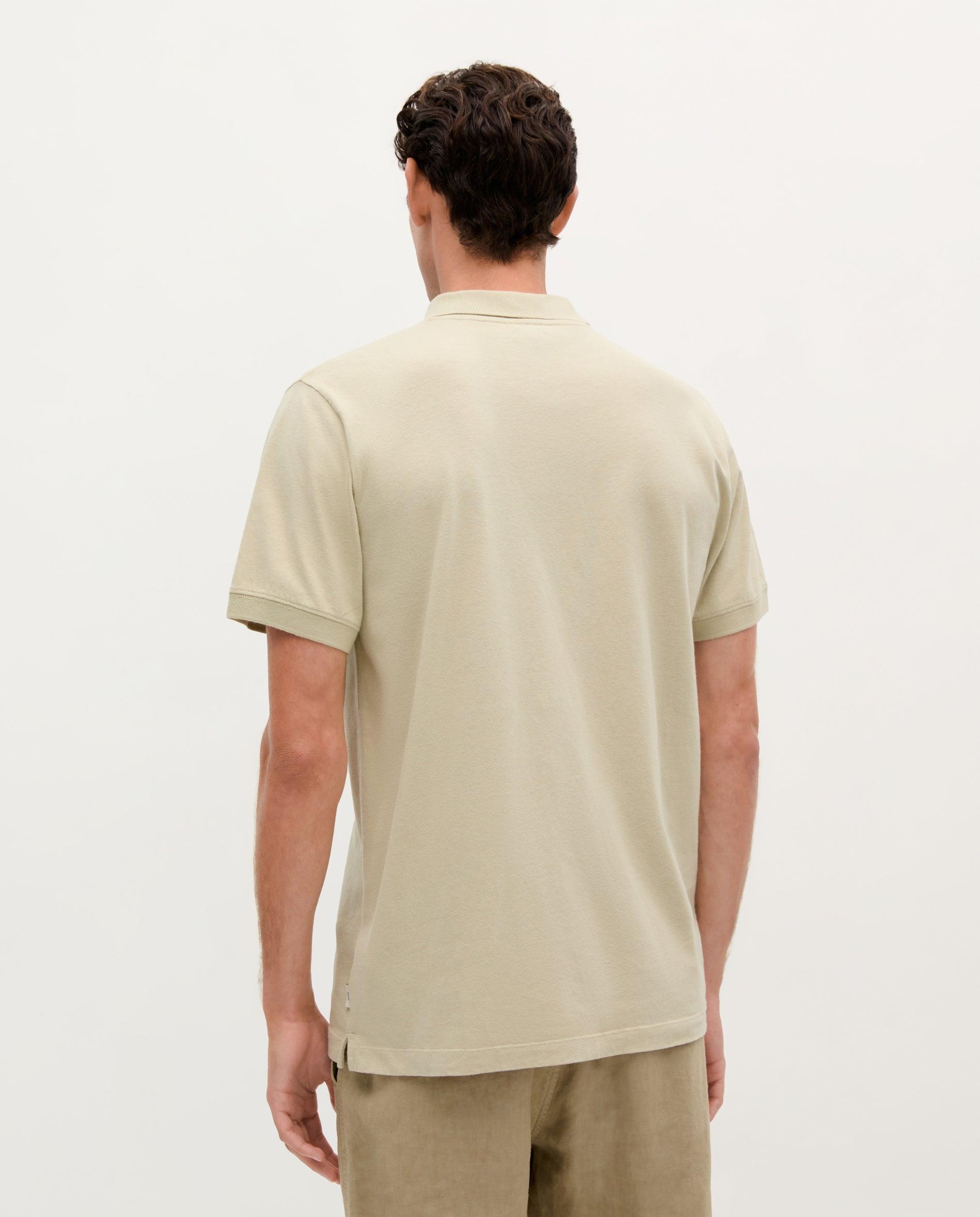 Polo de Manga Curta com Bolso no Peito Bege-4