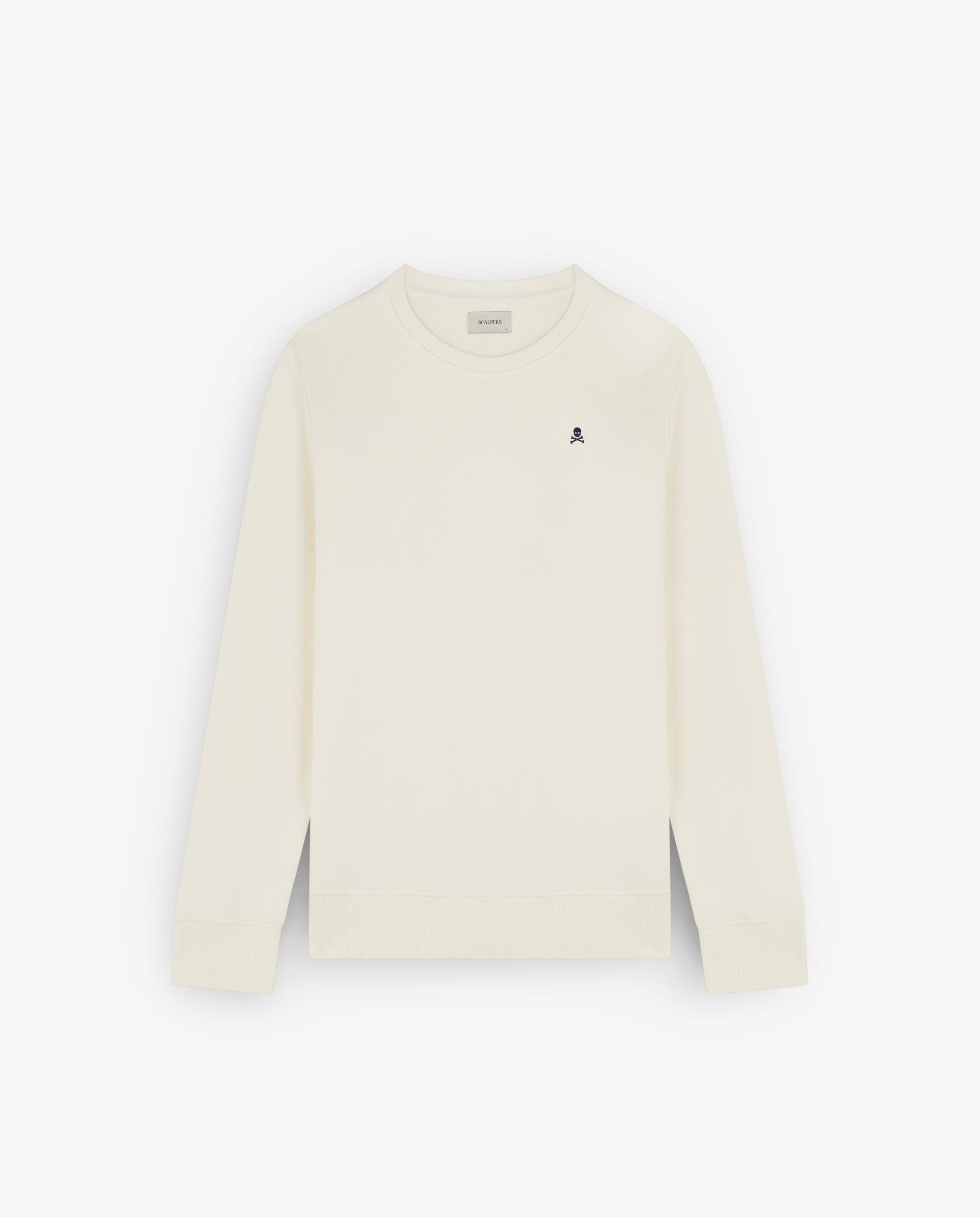 Sweatshirt de Algodão com Terminações em Malha Rib Creme-1