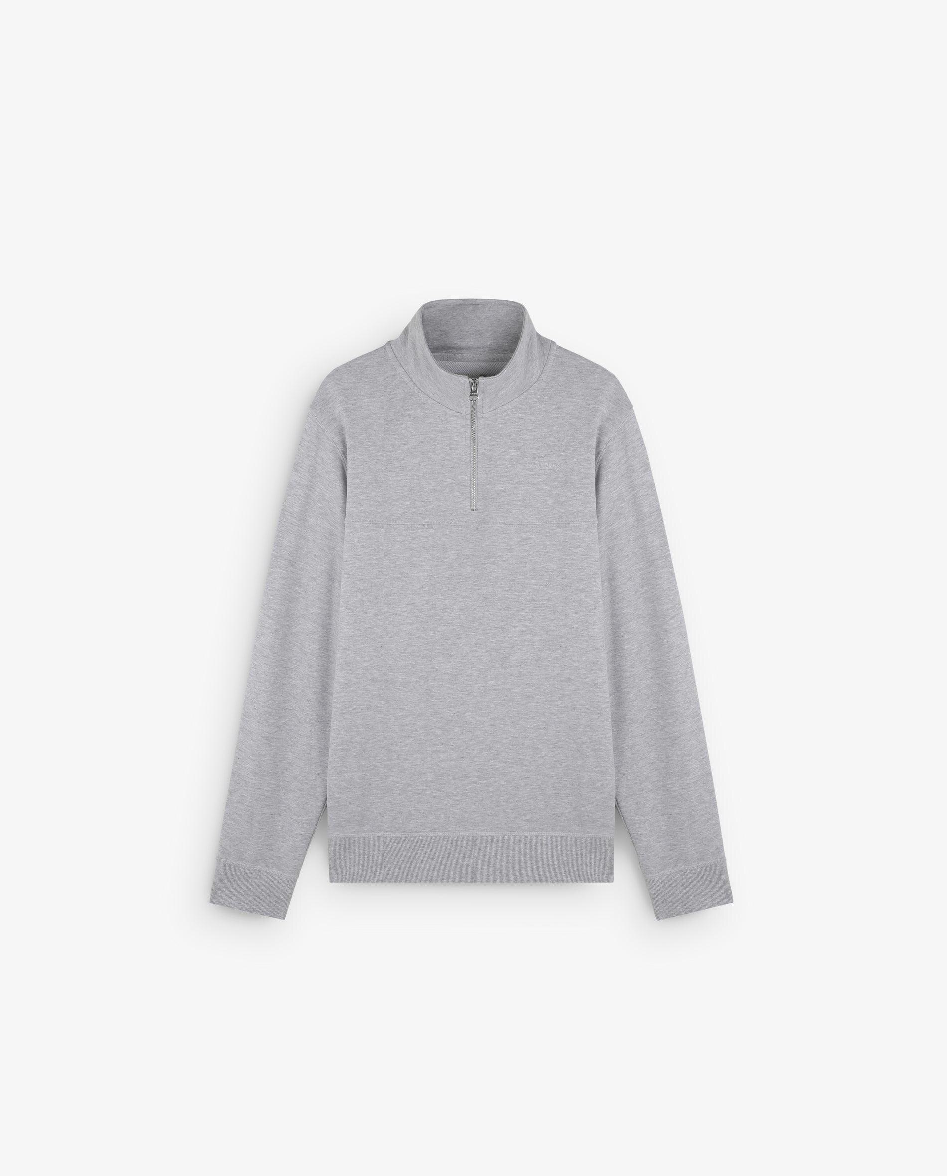 Sweatshirt de Algodão com Fecho Zip Cinzento-1