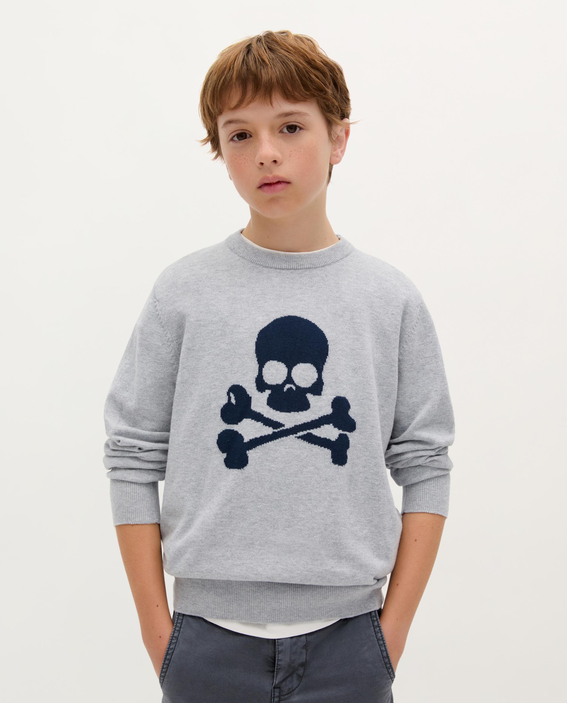 Camisola Infantil Regular Fit de Algodão Cinzento-1