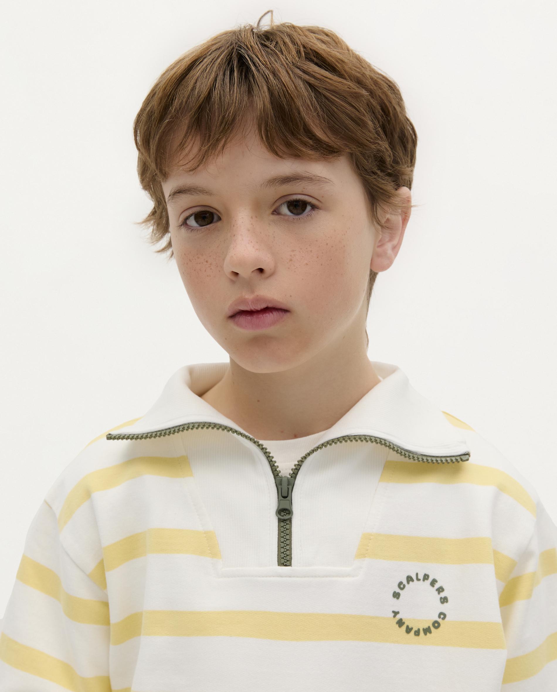 Sweatshirt Infantil de Algodão com Gola Alta de Fecho Zip Scalpers Amarelo-3