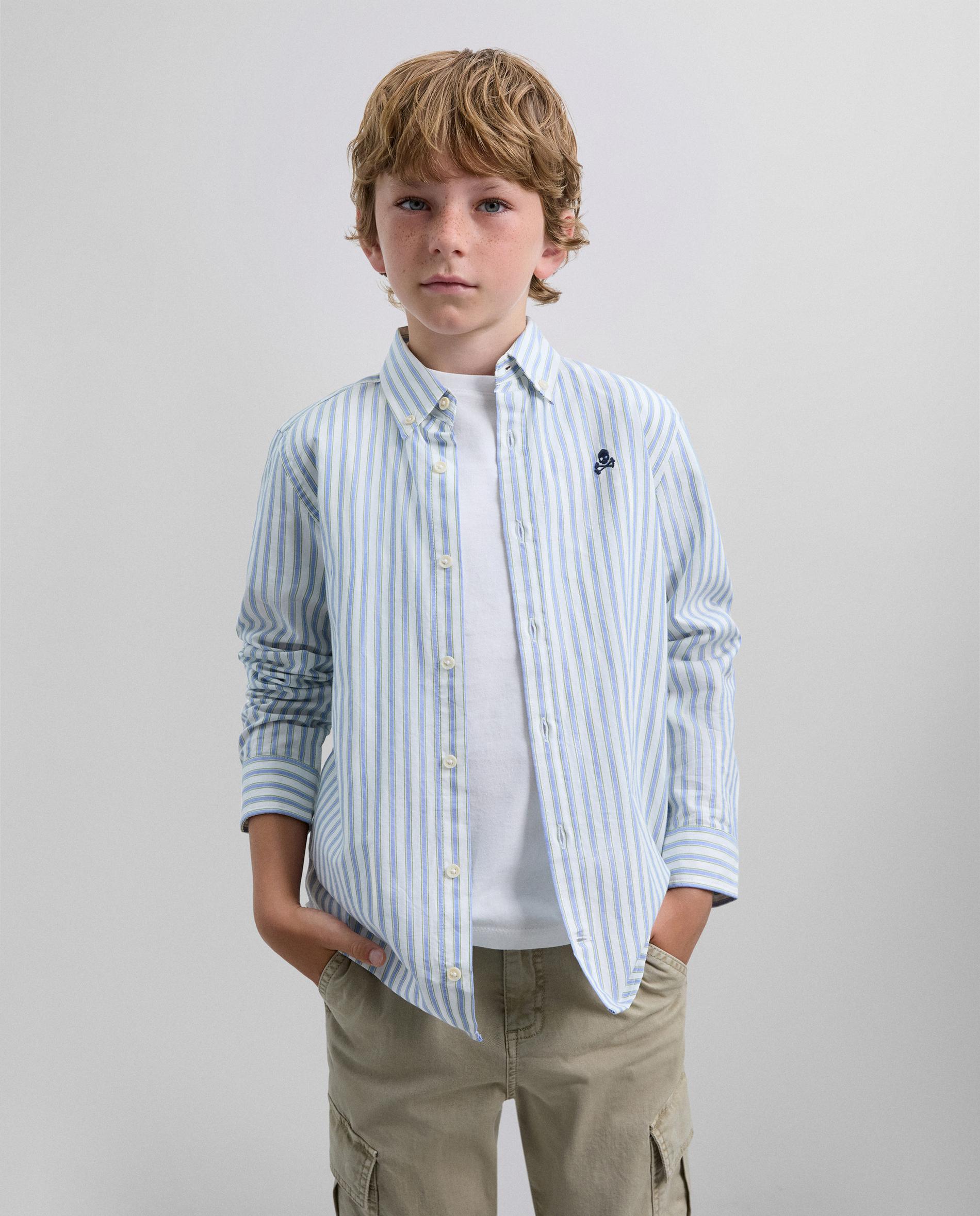 Camisa Oxford Regular Fit com Estampado às Riscas Scalpers Azul-1