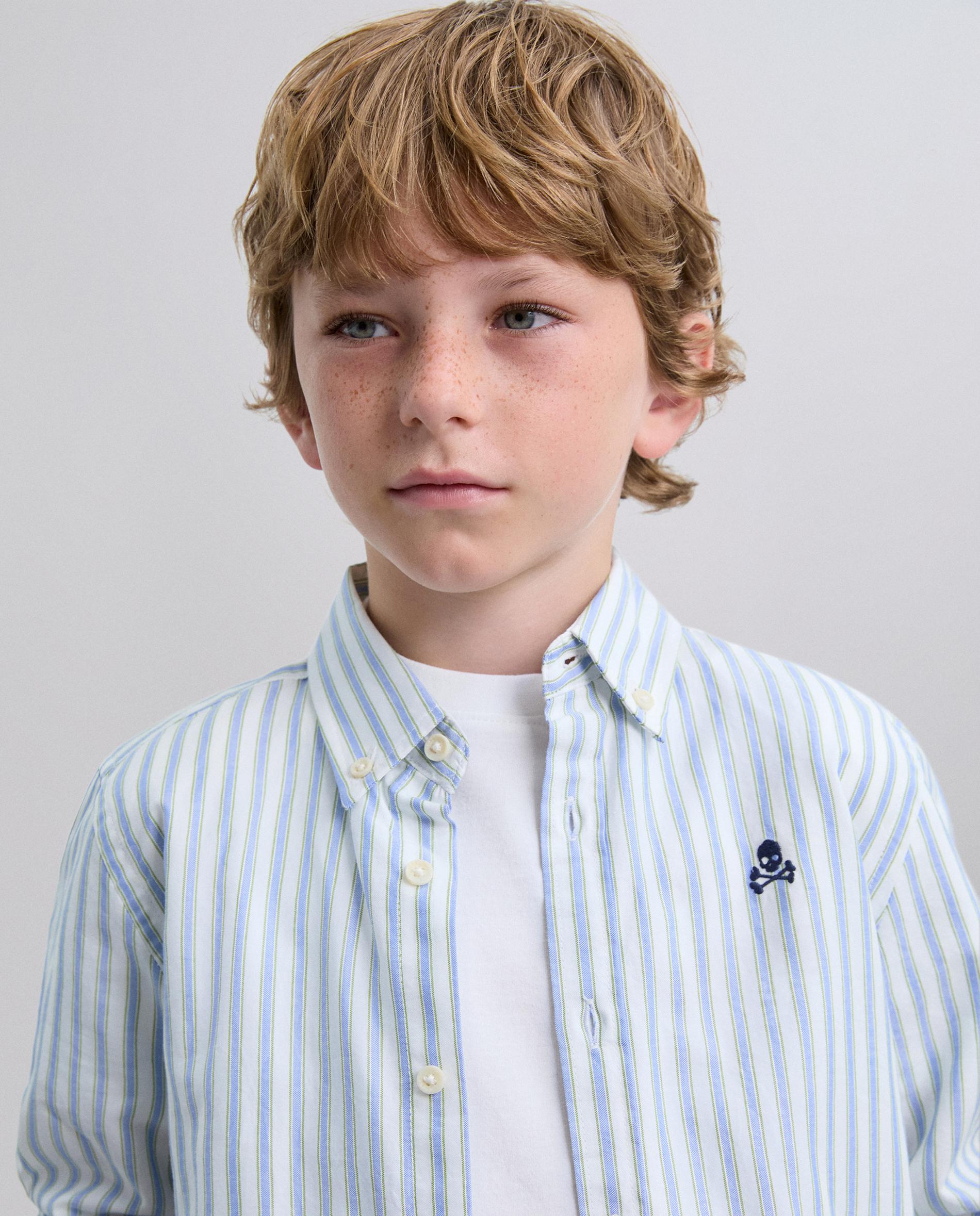 Camisa Oxford Regular Fit com Estampado às Riscas Scalpers Azul-3