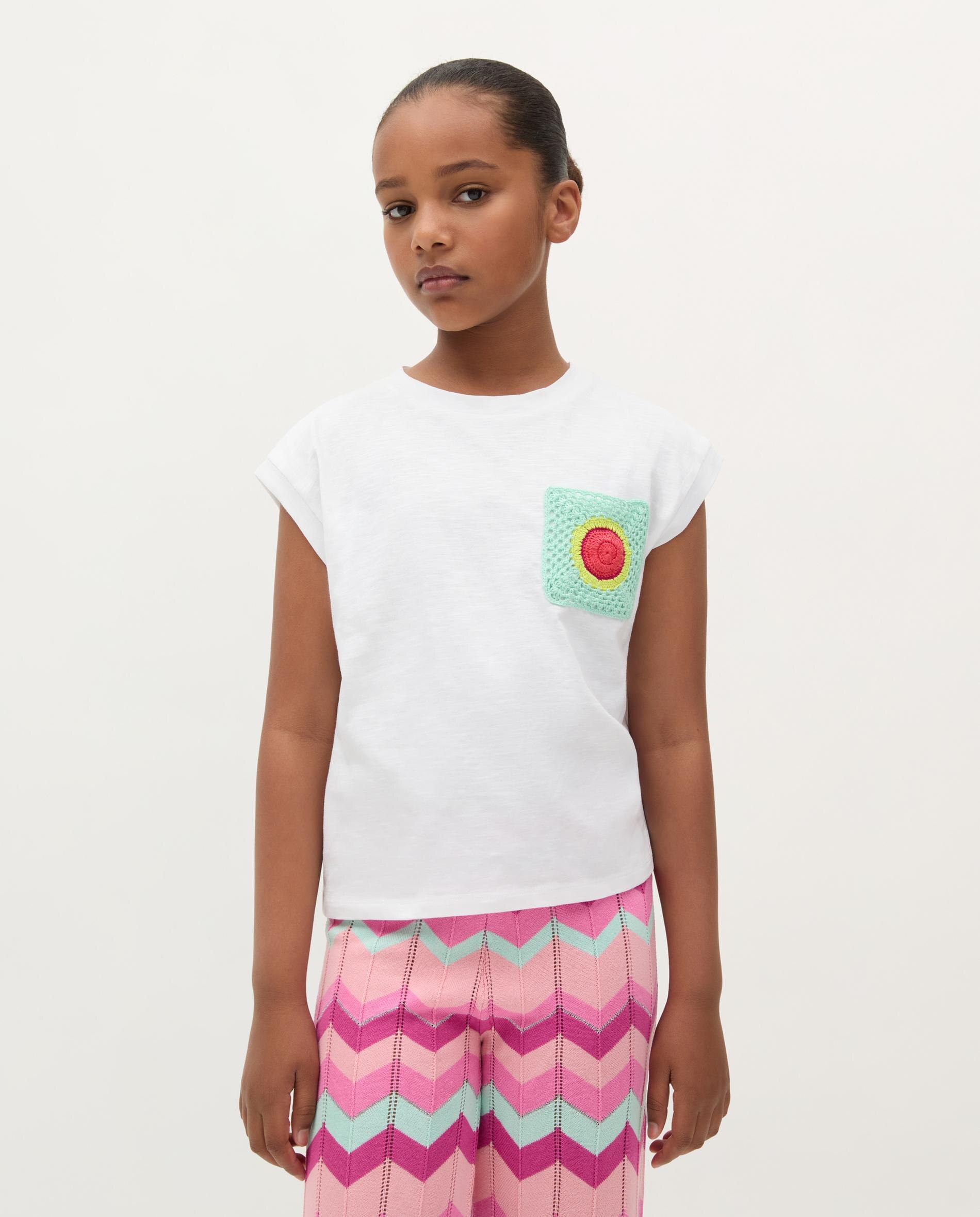 T-shirt Infantil de Algodão com Detalhes em Croché Scalpers Branco-1
