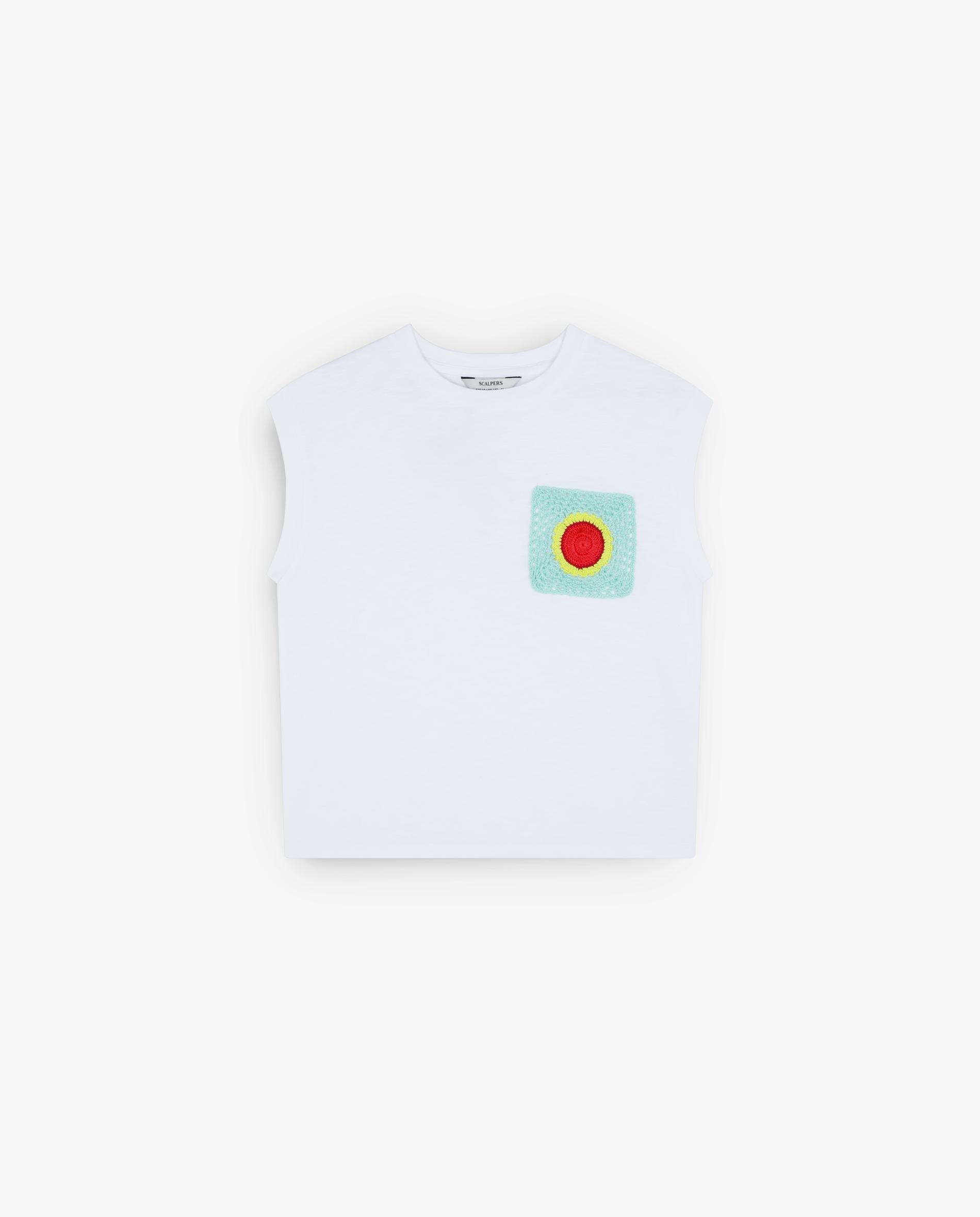 T-shirt Infantil de Algodão com Detalhes em Croché Scalpers Branco-4